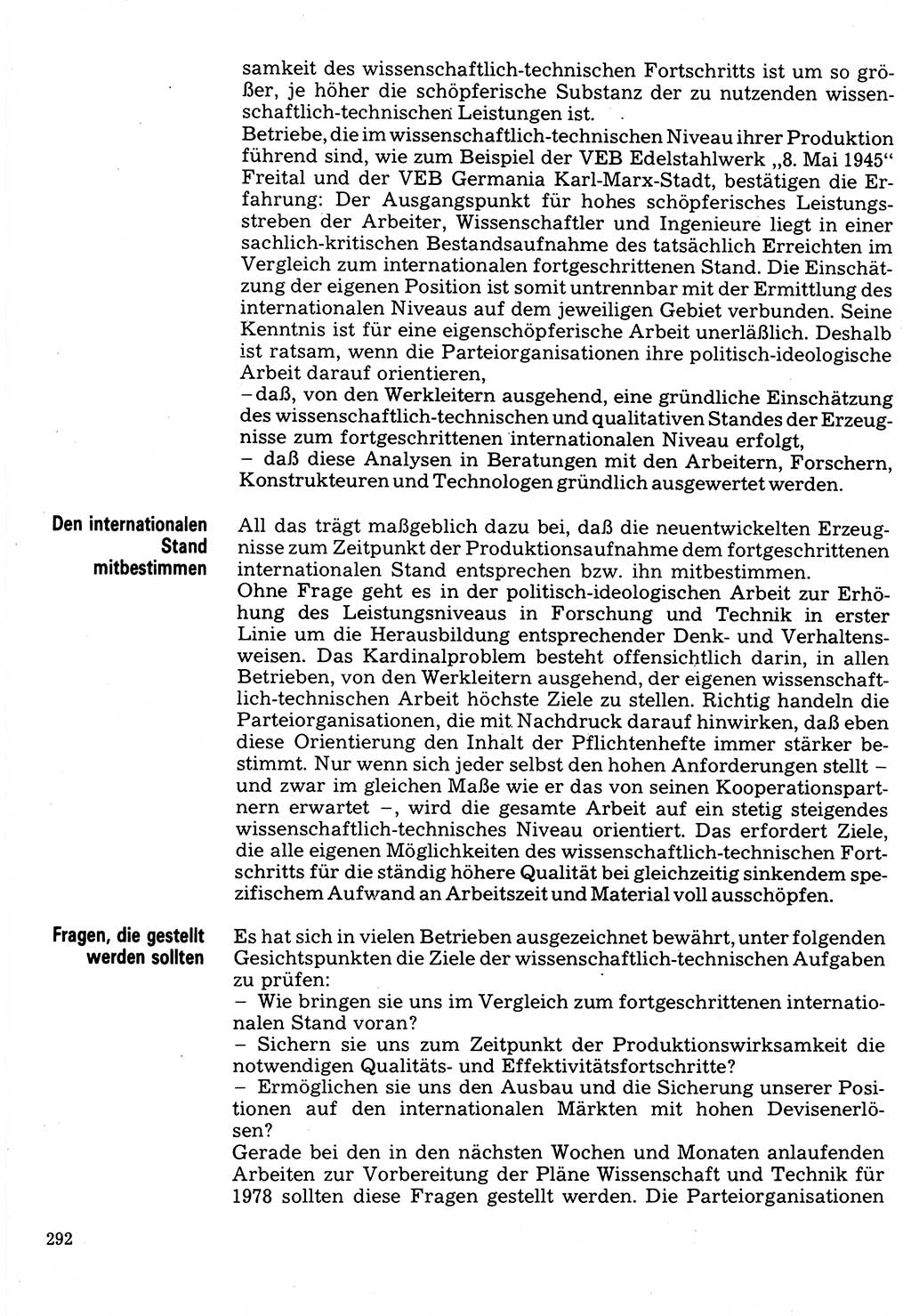 Neuer Weg (NW), Organ des Zentralkomitees (ZK) der SED (Sozialistische Einheitspartei Deutschlands) für Fragen des Parteilebens, 32. Jahrgang [Deutsche Demokratische Republik (DDR)] 1977, Seite 292 (NW ZK SED DDR 1977, S. 292)