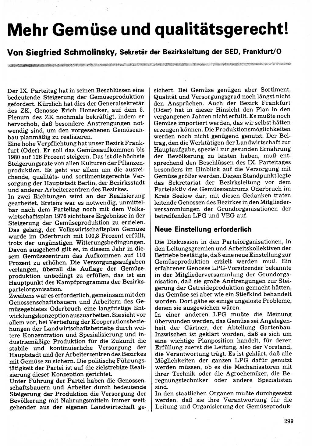 Neuer Weg (NW), Organ des Zentralkomitees (ZK) der SED (Sozialistische Einheitspartei Deutschlands) für Fragen des Parteilebens, 32. Jahrgang [Deutsche Demokratische Republik (DDR)] 1977, Seite 299 (NW ZK SED DDR 1977, S. 299)