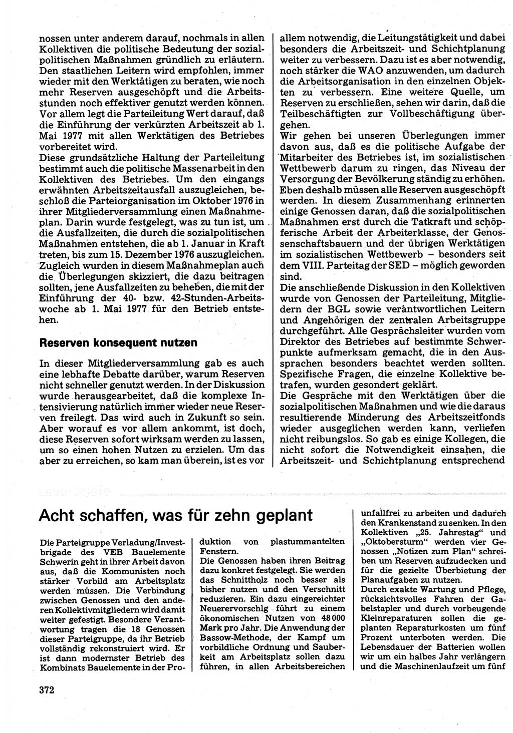 Neuer Weg (NW), Organ des Zentralkomitees (ZK) der SED (Sozialistische Einheitspartei Deutschlands) für Fragen des Parteilebens, 32. Jahrgang [Deutsche Demokratische Republik (DDR)] 1977, Seite 372 (NW ZK SED DDR 1977, S. 372)