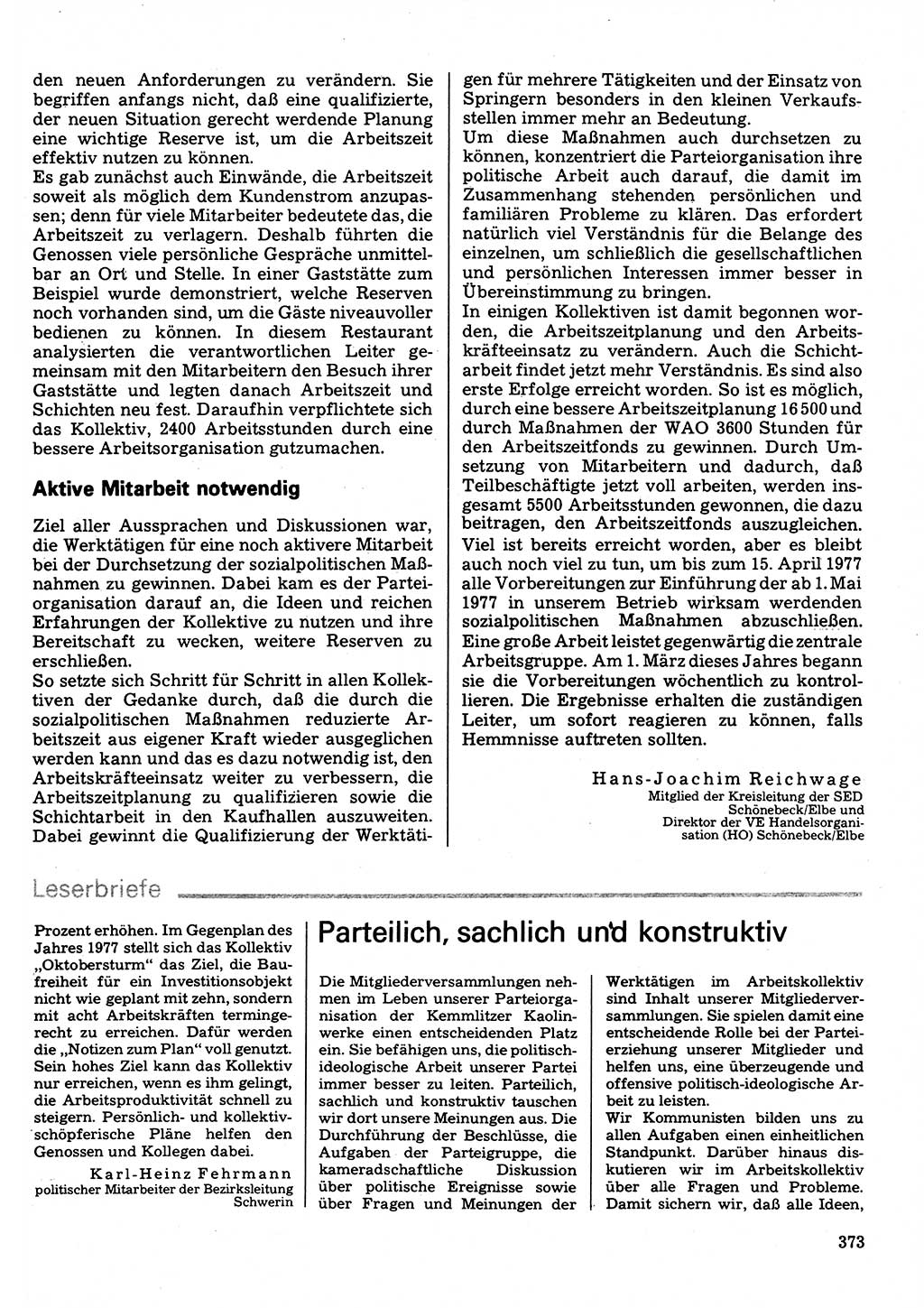 Neuer Weg (NW), Organ des Zentralkomitees (ZK) der SED (Sozialistische Einheitspartei Deutschlands) für Fragen des Parteilebens, 32. Jahrgang [Deutsche Demokratische Republik (DDR)] 1977, Seite 373 (NW ZK SED DDR 1977, S. 373)