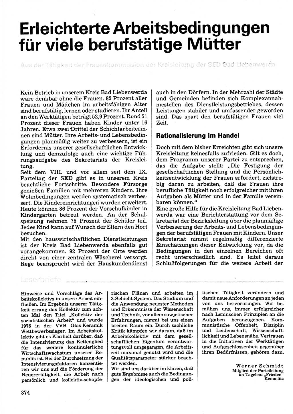 Neuer Weg (NW), Organ des Zentralkomitees (ZK) der SED (Sozialistische Einheitspartei Deutschlands) für Fragen des Parteilebens, 32. Jahrgang [Deutsche Demokratische Republik (DDR)] 1977, Seite 374 (NW ZK SED DDR 1977, S. 374)