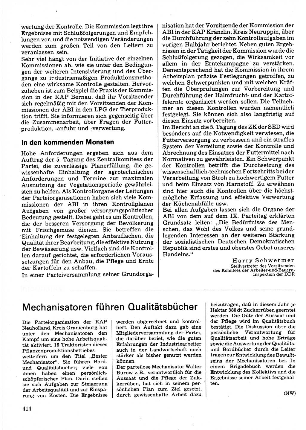Neuer Weg (NW), Organ des Zentralkomitees (ZK) der SED (Sozialistische Einheitspartei Deutschlands) für Fragen des Parteilebens, 32. Jahrgang [Deutsche Demokratische Republik (DDR)] 1977, Seite 414 (NW ZK SED DDR 1977, S. 414)