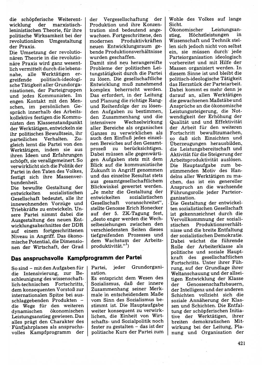 Neuer Weg (NW), Organ des Zentralkomitees (ZK) der SED (Sozialistische Einheitspartei Deutschlands) für Fragen des Parteilebens, 32. Jahrgang [Deutsche Demokratische Republik (DDR)] 1977, Seite 421 (NW ZK SED DDR 1977, S. 421)