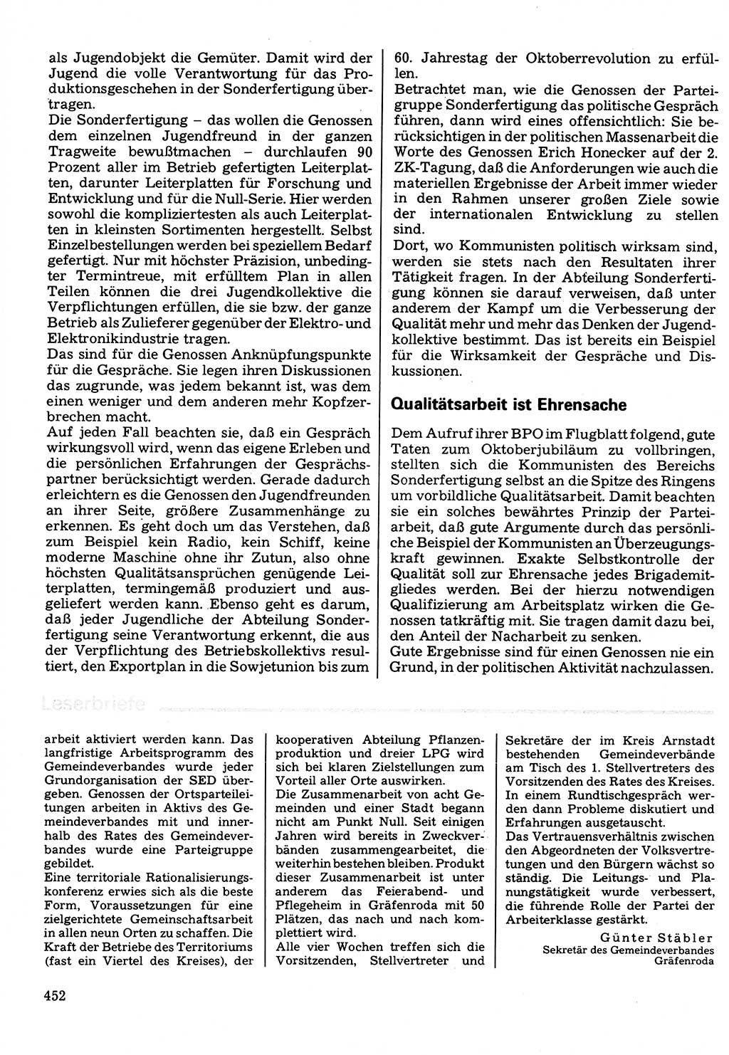 Neuer Weg (NW), Organ des Zentralkomitees (ZK) der SED (Sozialistische Einheitspartei Deutschlands) für Fragen des Parteilebens, 32. Jahrgang [Deutsche Demokratische Republik (DDR)] 1977, Seite 452 (NW ZK SED DDR 1977, S. 452)