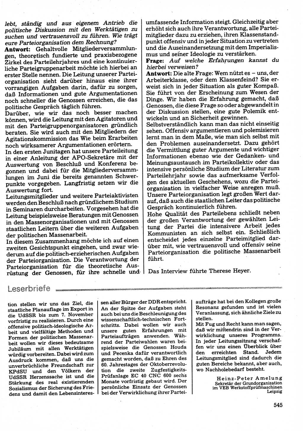 Neuer Weg (NW), Organ des Zentralkomitees (ZK) der SED (Sozialistische Einheitspartei Deutschlands) für Fragen des Parteilebens, 32. Jahrgang [Deutsche Demokratische Republik (DDR)] 1977, Seite 545 (NW ZK SED DDR 1977, S. 545)