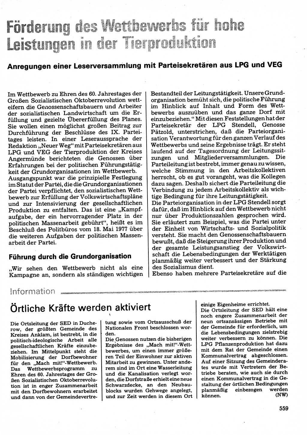 Neuer Weg (NW), Organ des Zentralkomitees (ZK) der SED (Sozialistische Einheitspartei Deutschlands) für Fragen des Parteilebens, 32. Jahrgang [Deutsche Demokratische Republik (DDR)] 1977, Seite 559 (NW ZK SED DDR 1977, S. 559)