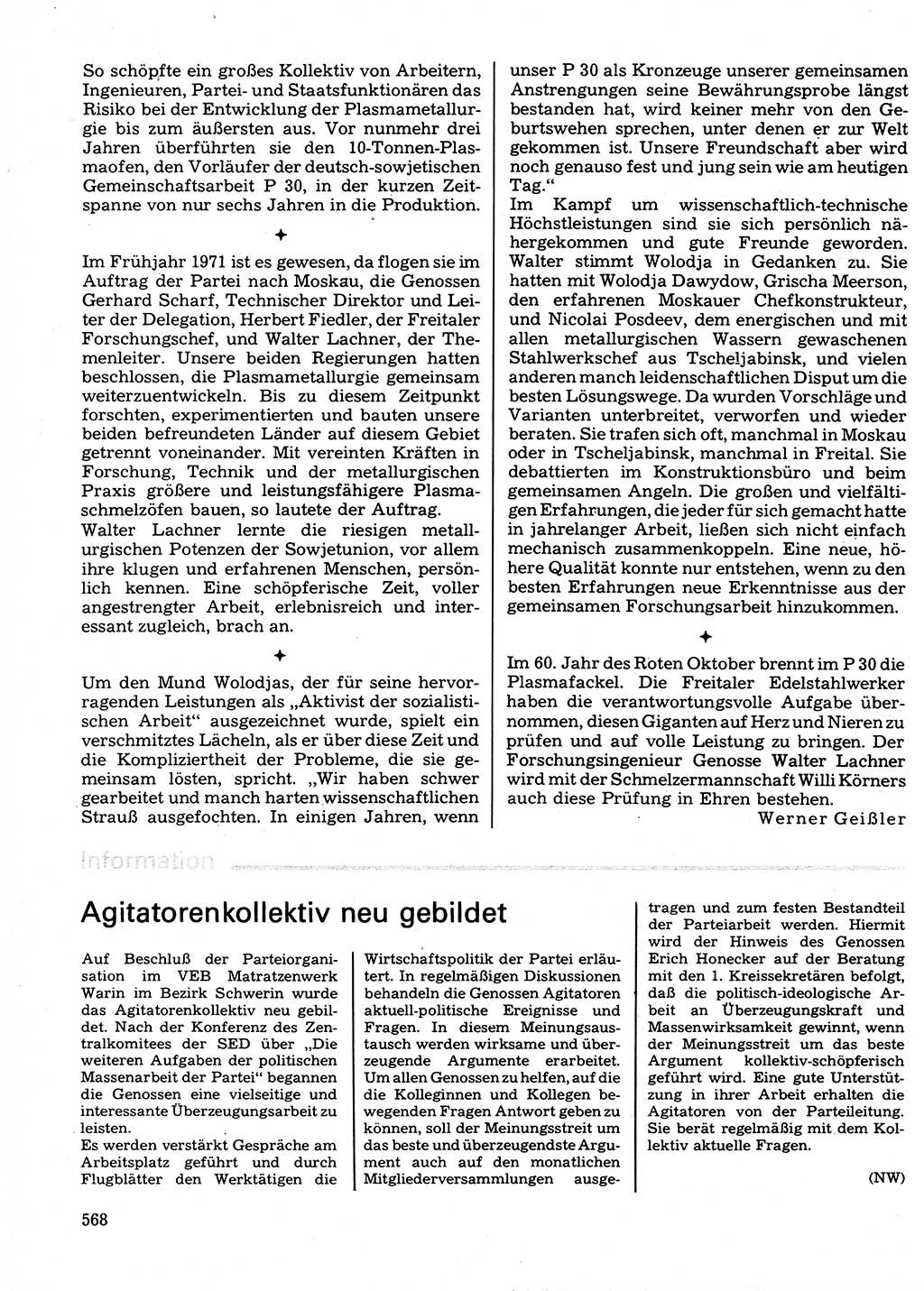 Neuer Weg (NW), Organ des Zentralkomitees (ZK) der SED (Sozialistische Einheitspartei Deutschlands) für Fragen des Parteilebens, 32. Jahrgang [Deutsche Demokratische Republik (DDR)] 1977, Seite 568 (NW ZK SED DDR 1977, S. 568)