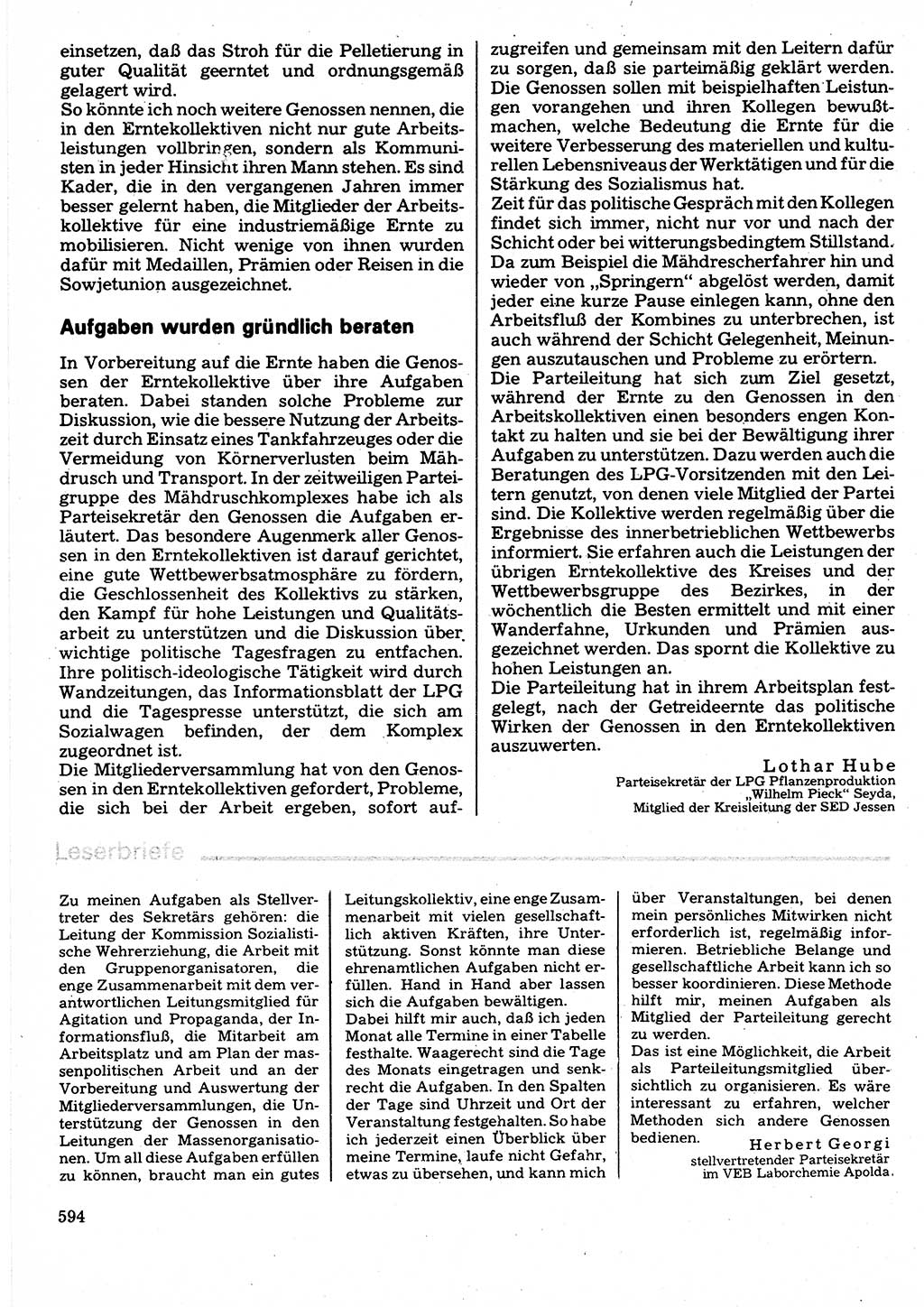 Neuer Weg (NW), Organ des Zentralkomitees (ZK) der SED (Sozialistische Einheitspartei Deutschlands) für Fragen des Parteilebens, 32. Jahrgang [Deutsche Demokratische Republik (DDR)] 1977, Seite 594 (NW ZK SED DDR 1977, S. 594)