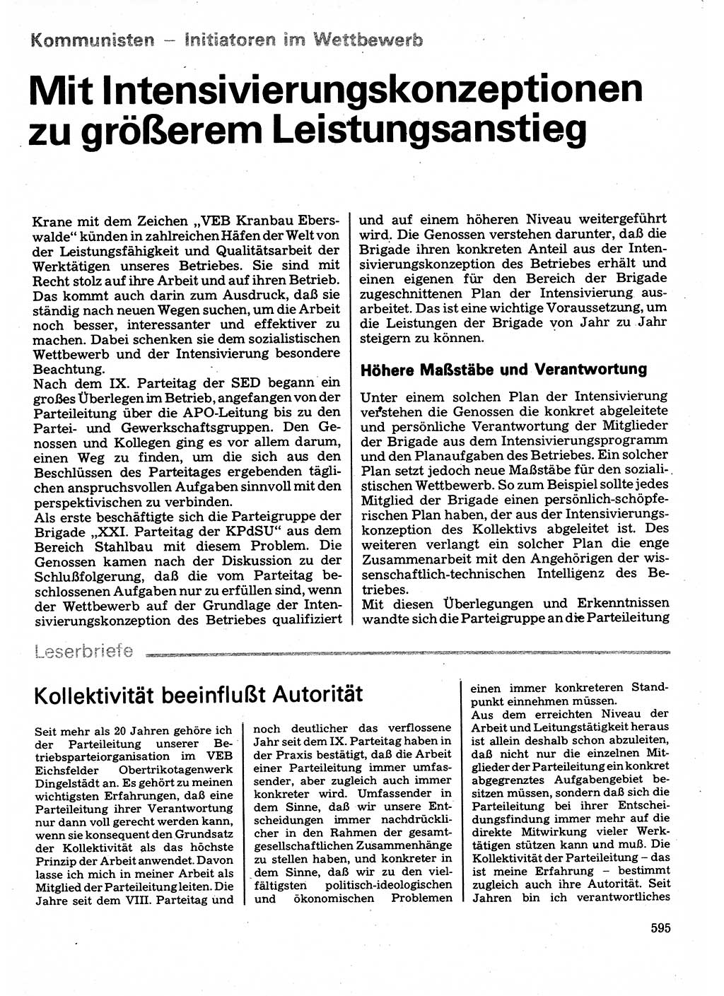 Neuer Weg (NW), Organ des Zentralkomitees (ZK) der SED (Sozialistische Einheitspartei Deutschlands) für Fragen des Parteilebens, 32. Jahrgang [Deutsche Demokratische Republik (DDR)] 1977, Seite 595 (NW ZK SED DDR 1977, S. 595)