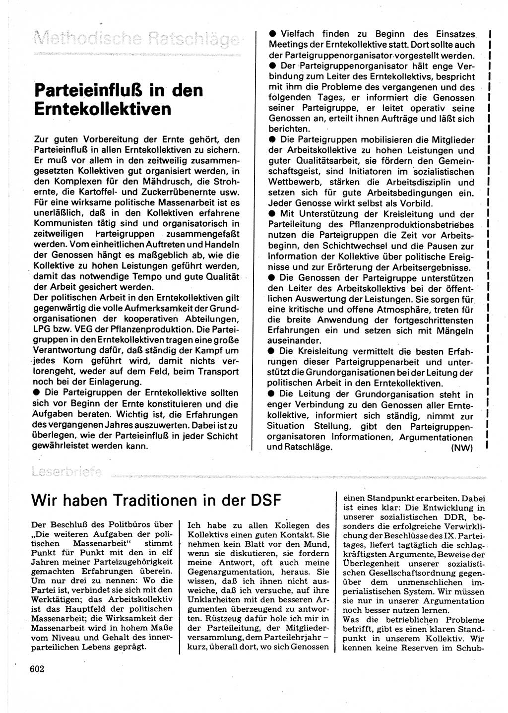Neuer Weg (NW), Organ des Zentralkomitees (ZK) der SED (Sozialistische Einheitspartei Deutschlands) für Fragen des Parteilebens, 32. Jahrgang [Deutsche Demokratische Republik (DDR)] 1977, Seite 602 (NW ZK SED DDR 1977, S. 602)