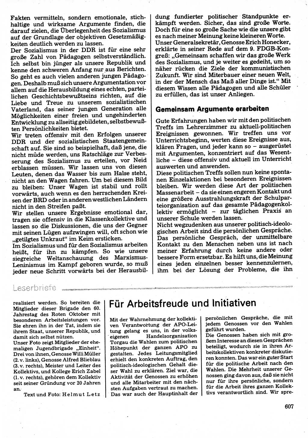 Neuer Weg (NW), Organ des Zentralkomitees (ZK) der SED (Sozialistische Einheitspartei Deutschlands) für Fragen des Parteilebens, 32. Jahrgang [Deutsche Demokratische Republik (DDR)] 1977, Seite 607 (NW ZK SED DDR 1977, S. 607)