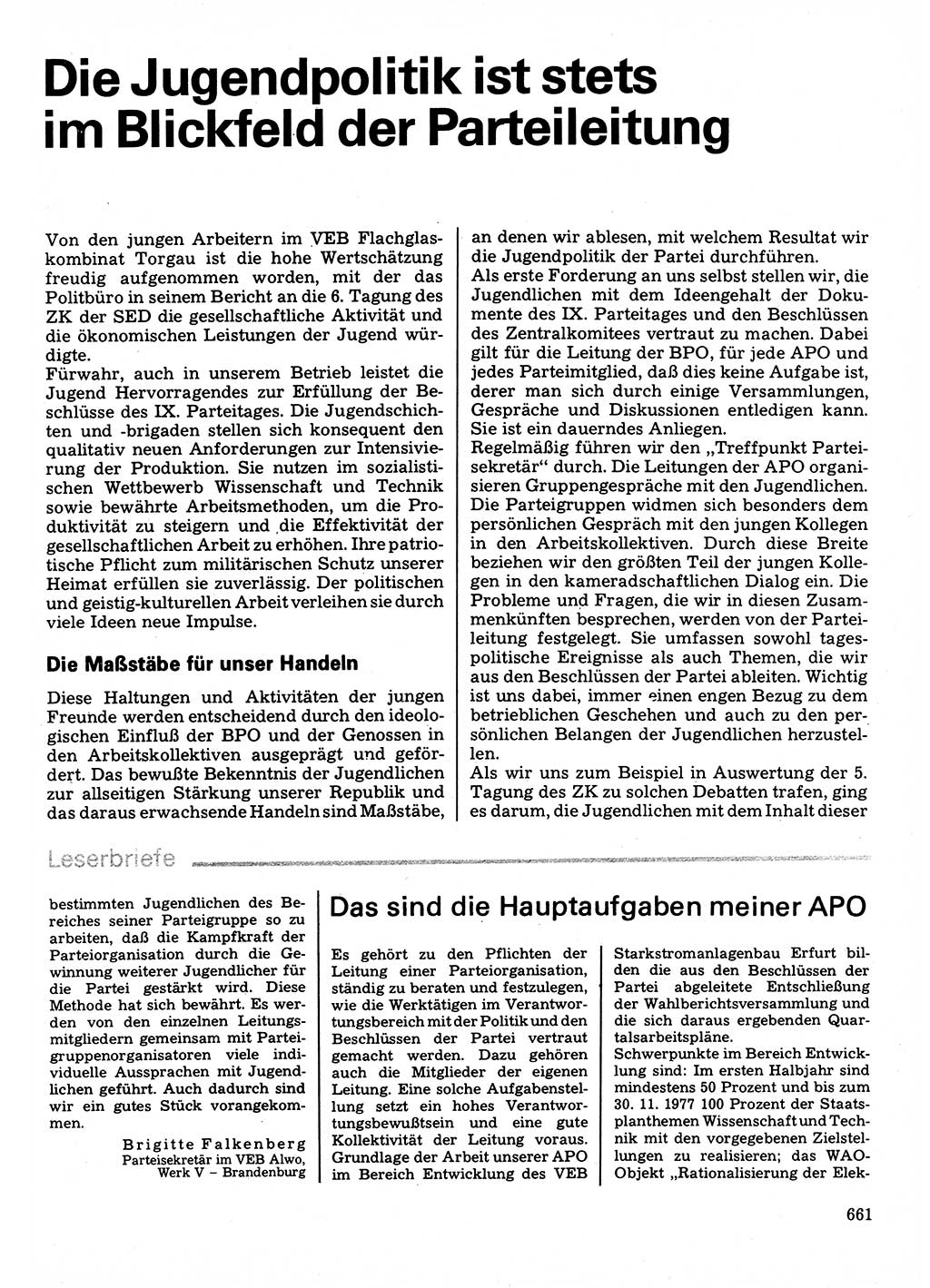 Neuer Weg (NW), Organ des Zentralkomitees (ZK) der SED (Sozialistische Einheitspartei Deutschlands) für Fragen des Parteilebens, 32. Jahrgang [Deutsche Demokratische Republik (DDR)] 1977, Seite 661 (NW ZK SED DDR 1977, S. 661)