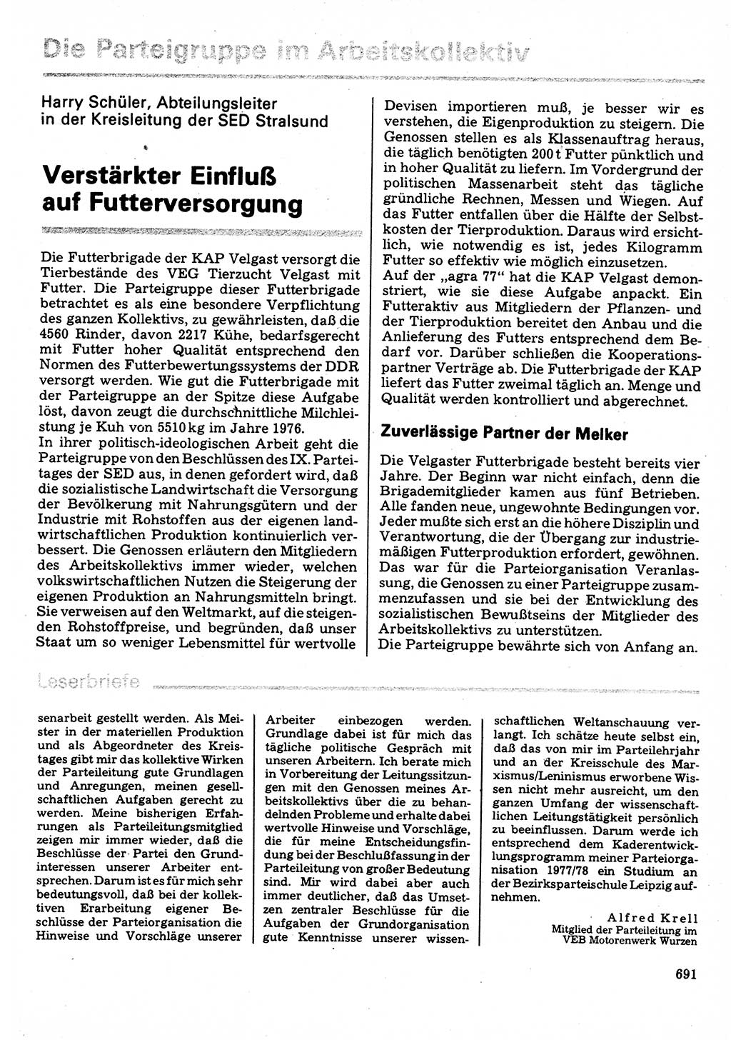 Neuer Weg (NW), Organ des Zentralkomitees (ZK) der SED (Sozialistische Einheitspartei Deutschlands) für Fragen des Parteilebens, 32. Jahrgang [Deutsche Demokratische Republik (DDR)] 1977, Seite 691 (NW ZK SED DDR 1977, S. 691)