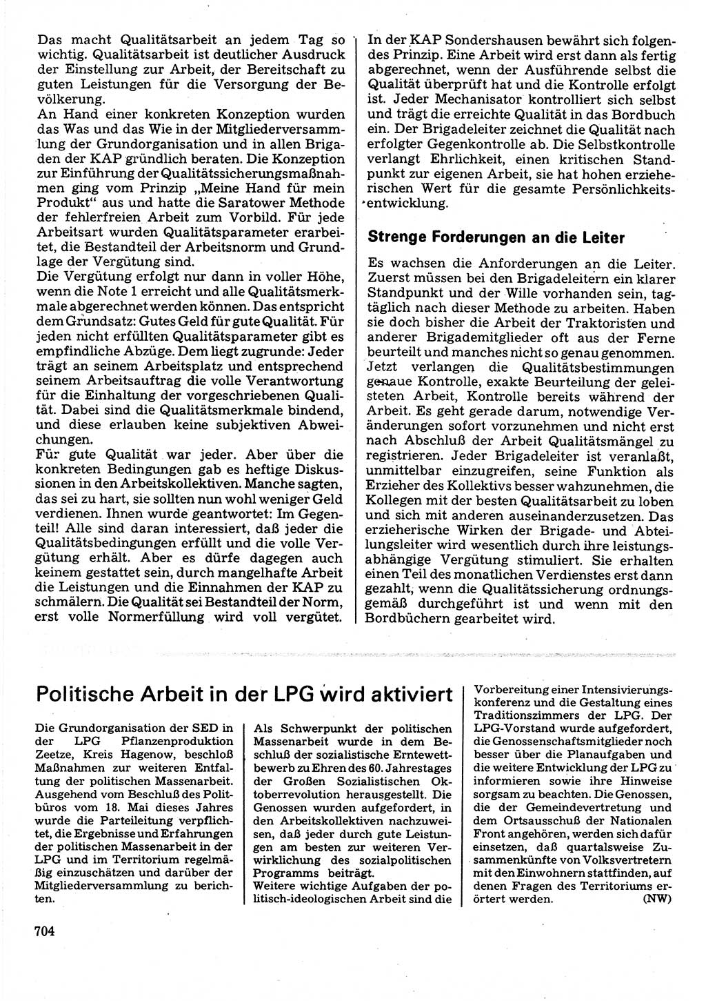 Neuer Weg (NW), Organ des Zentralkomitees (ZK) der SED (Sozialistische Einheitspartei Deutschlands) für Fragen des Parteilebens, 32. Jahrgang [Deutsche Demokratische Republik (DDR)] 1977, Seite 704 (NW ZK SED DDR 1977, S. 704)