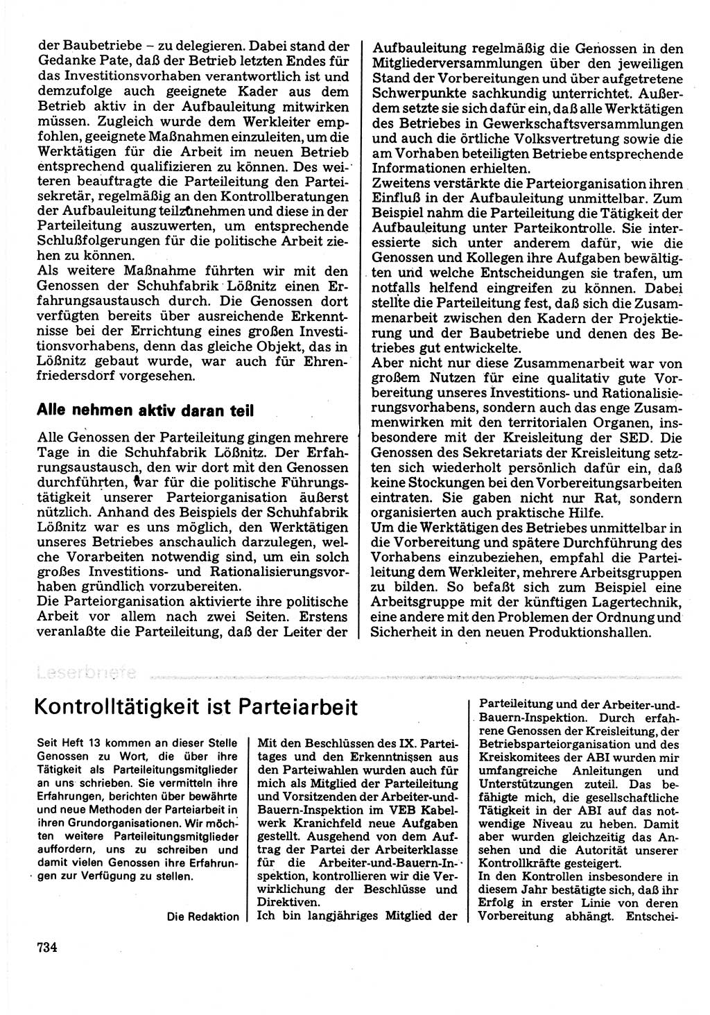 Neuer Weg (NW), Organ des Zentralkomitees (ZK) der SED (Sozialistische Einheitspartei Deutschlands) für Fragen des Parteilebens, 32. Jahrgang [Deutsche Demokratische Republik (DDR)] 1977, Seite 734 (NW ZK SED DDR 1977, S. 734)