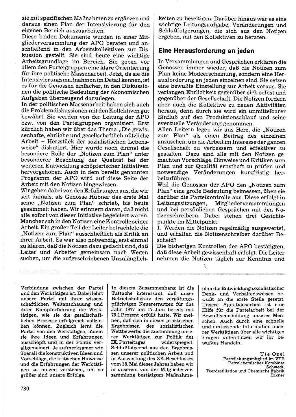 Neuer Weg (NW), Organ des Zentralkomitees (ZK) der SED (Sozialistische Einheitspartei Deutschlands) für Fragen des Parteilebens, 32. Jahrgang [Deutsche Demokratische Republik (DDR)] 1977, Seite 780 (NW ZK SED DDR 1977, S. 780)