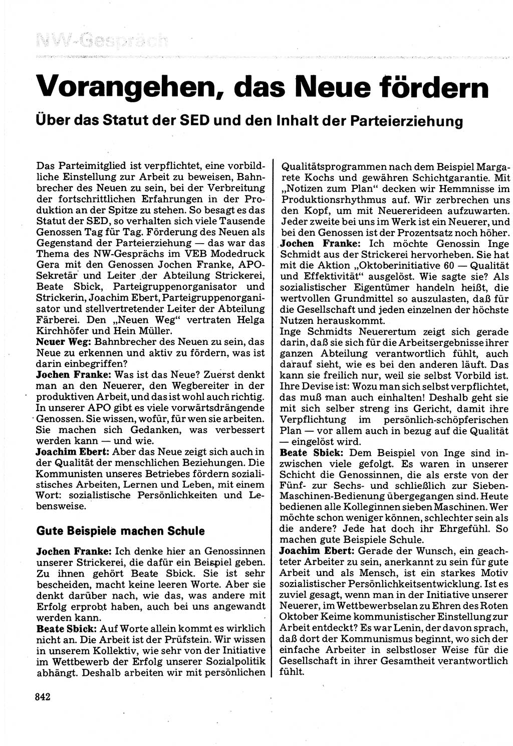 Neuer Weg (NW), Organ des Zentralkomitees (ZK) der SED (Sozialistische Einheitspartei Deutschlands) für Fragen des Parteilebens, 32. Jahrgang [Deutsche Demokratische Republik (DDR)] 1977, Seite 842 (NW ZK SED DDR 1977, S. 842)