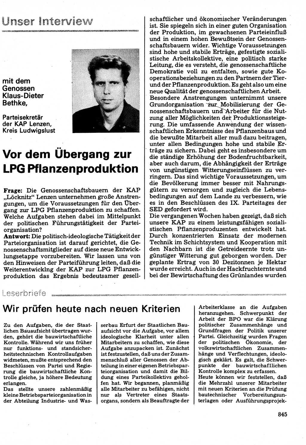 Neuer Weg (NW), Organ des Zentralkomitees (ZK) der SED (Sozialistische Einheitspartei Deutschlands) für Fragen des Parteilebens, 32. Jahrgang [Deutsche Demokratische Republik (DDR)] 1977, Seite 845 (NW ZK SED DDR 1977, S. 845)