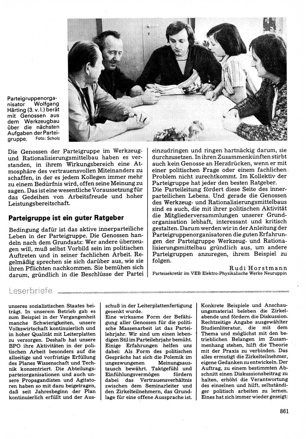 Neuer Weg (NW), Organ des Zentralkomitees (ZK) der SED (Sozialistische Einheitspartei Deutschlands) für Fragen des Parteilebens, 32. Jahrgang [Deutsche Demokratische Republik (DDR)] 1977, Seite 861 (NW ZK SED DDR 1977, S. 861)