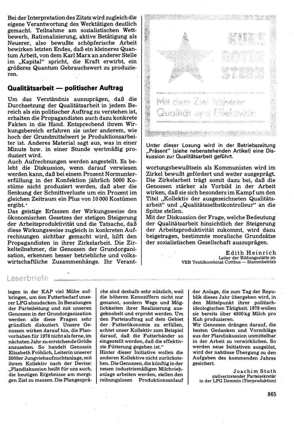 Neuer Weg (NW), Organ des Zentralkomitees (ZK) der SED (Sozialistische Einheitspartei Deutschlands) für Fragen des Parteilebens, 32. Jahrgang [Deutsche Demokratische Republik (DDR)] 1977, Seite 865 (NW ZK SED DDR 1977, S. 865)