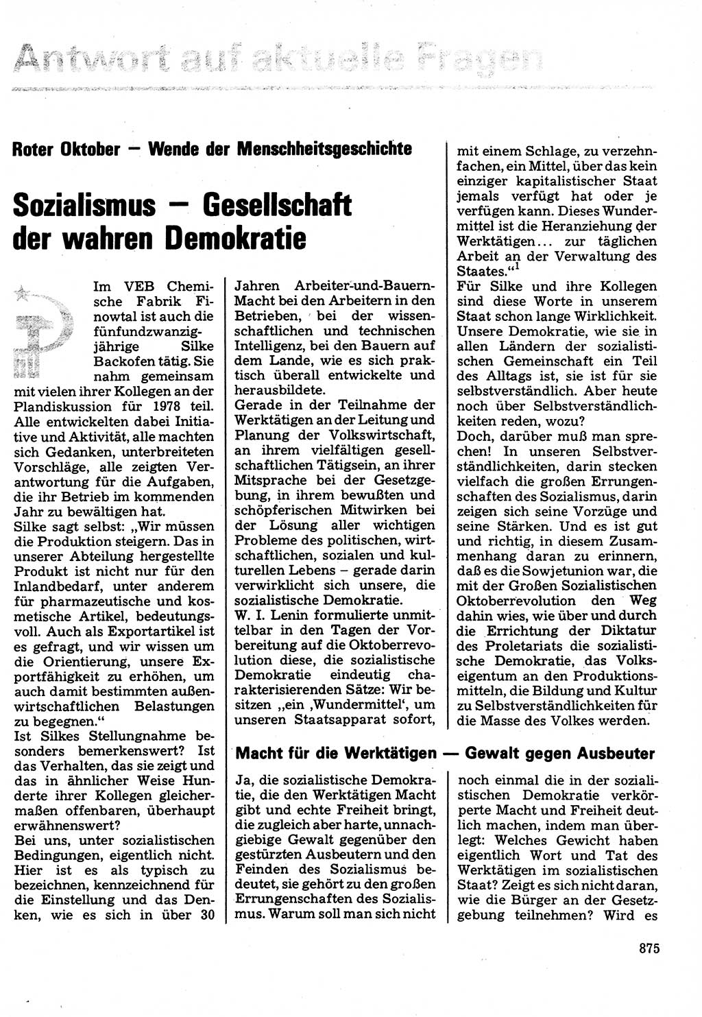 Neuer Weg (NW), Organ des Zentralkomitees (ZK) der SED (Sozialistische Einheitspartei Deutschlands) für Fragen des Parteilebens, 32. Jahrgang [Deutsche Demokratische Republik (DDR)] 1977, Seite 875 (NW ZK SED DDR 1977, S. 875)