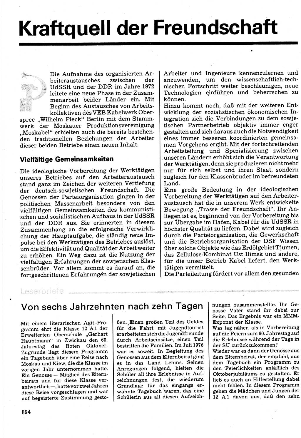 Neuer Weg (NW), Organ des Zentralkomitees (ZK) der SED (Sozialistische Einheitspartei Deutschlands) für Fragen des Parteilebens, 32. Jahrgang [Deutsche Demokratische Republik (DDR)] 1977, Seite 894 (NW ZK SED DDR 1977, S. 894)