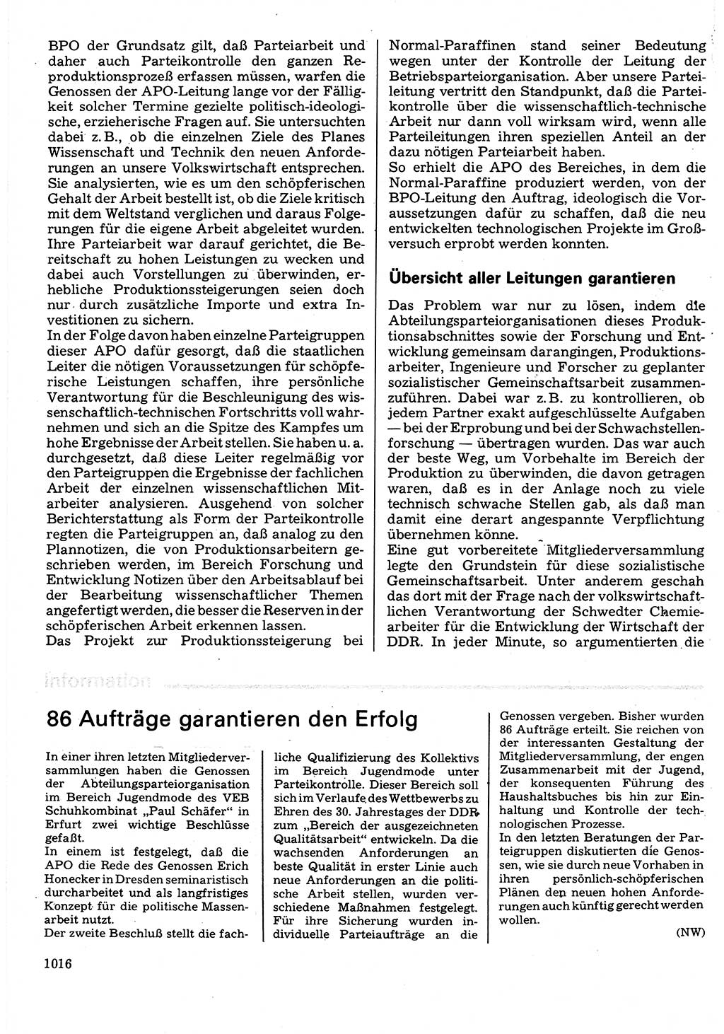 Neuer Weg (NW), Organ des Zentralkomitees (ZK) der SED (Sozialistische Einheitspartei Deutschlands) für Fragen des Parteilebens, 32. Jahrgang [Deutsche Demokratische Republik (DDR)] 1977, Seite 1016 (NW ZK SED DDR 1977, S. 1016)