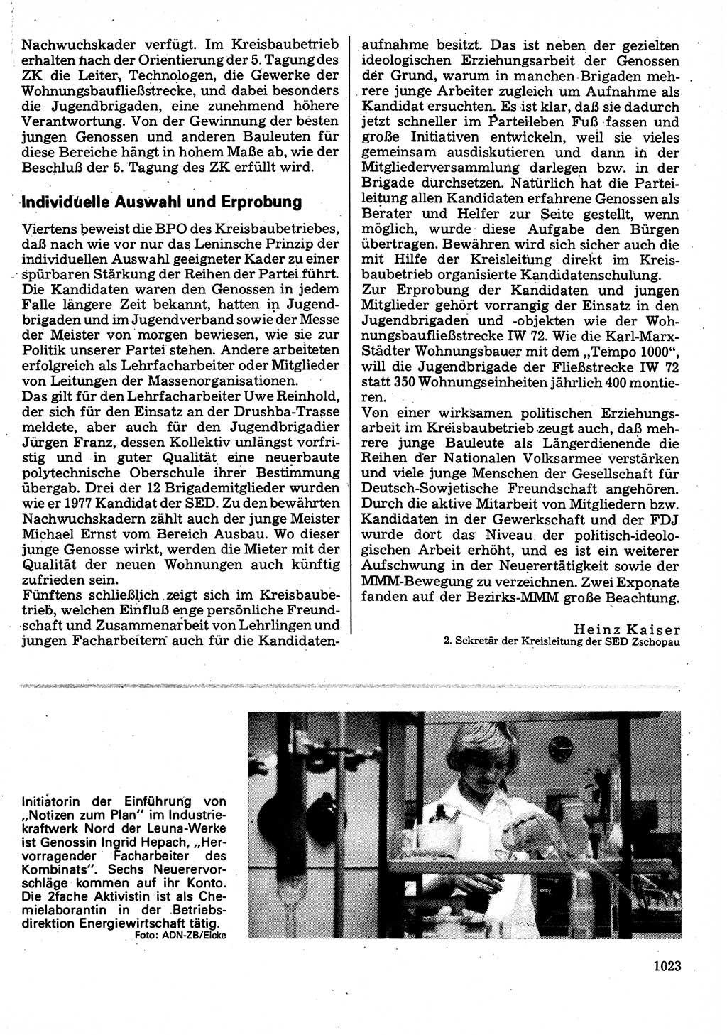 Neuer Weg (NW), Organ des Zentralkomitees (ZK) der SED (Sozialistische Einheitspartei Deutschlands) für Fragen des Parteilebens, 32. Jahrgang [Deutsche Demokratische Republik (DDR)] 1977, Seite 1023 (NW ZK SED DDR 1977, S. 1023)