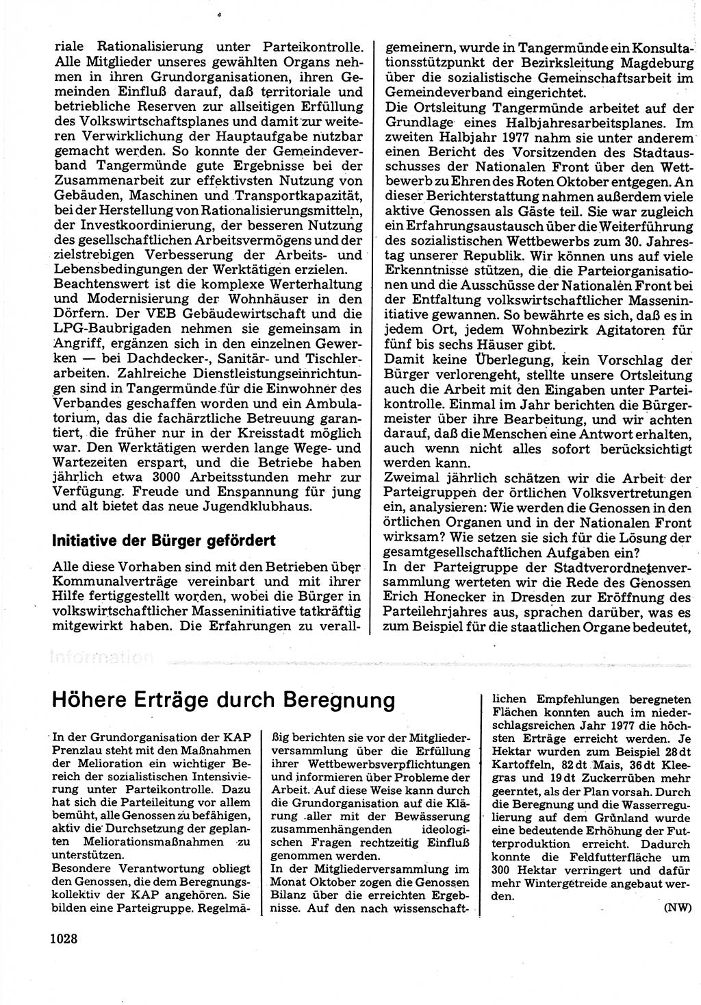 Neuer Weg (NW), Organ des Zentralkomitees (ZK) der SED (Sozialistische Einheitspartei Deutschlands) für Fragen des Parteilebens, 32. Jahrgang [Deutsche Demokratische Republik (DDR)] 1977, Seite 1028 (NW ZK SED DDR 1977, S. 1028)