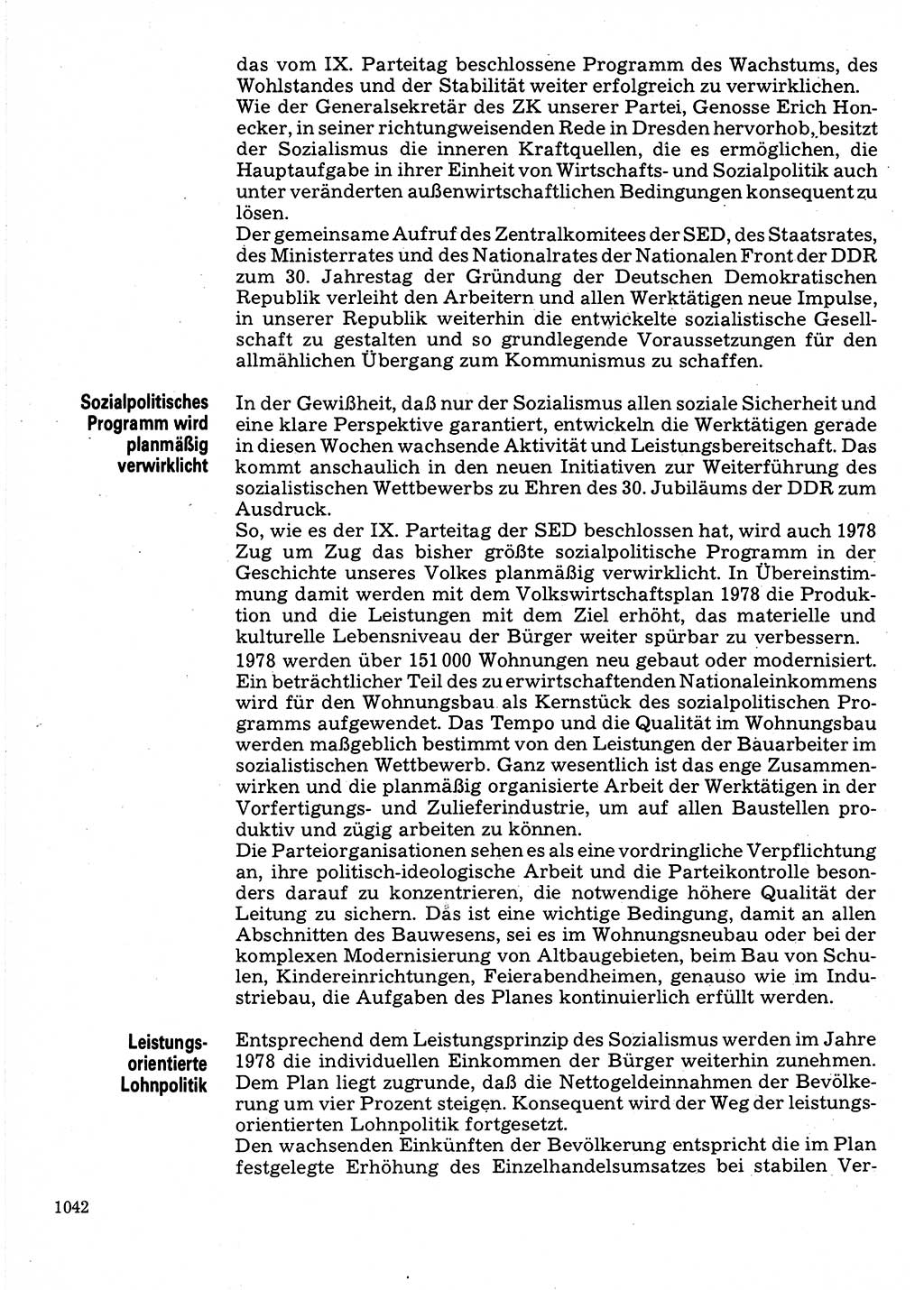 Neuer Weg (NW), Organ des Zentralkomitees (ZK) der SED (Sozialistische Einheitspartei Deutschlands) für Fragen des Parteilebens, 32. Jahrgang [Deutsche Demokratische Republik (DDR)] 1977, Seite 1042 (NW ZK SED DDR 1977, S. 1042)