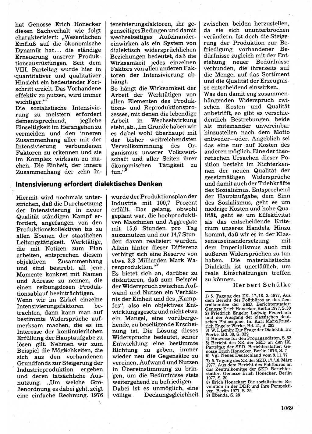 Neuer Weg (NW), Organ des Zentralkomitees (ZK) der SED (Sozialistische Einheitspartei Deutschlands) für Fragen des Parteilebens, 32. Jahrgang [Deutsche Demokratische Republik (DDR)] 1977, Seite 1069 (NW ZK SED DDR 1977, S. 1069)