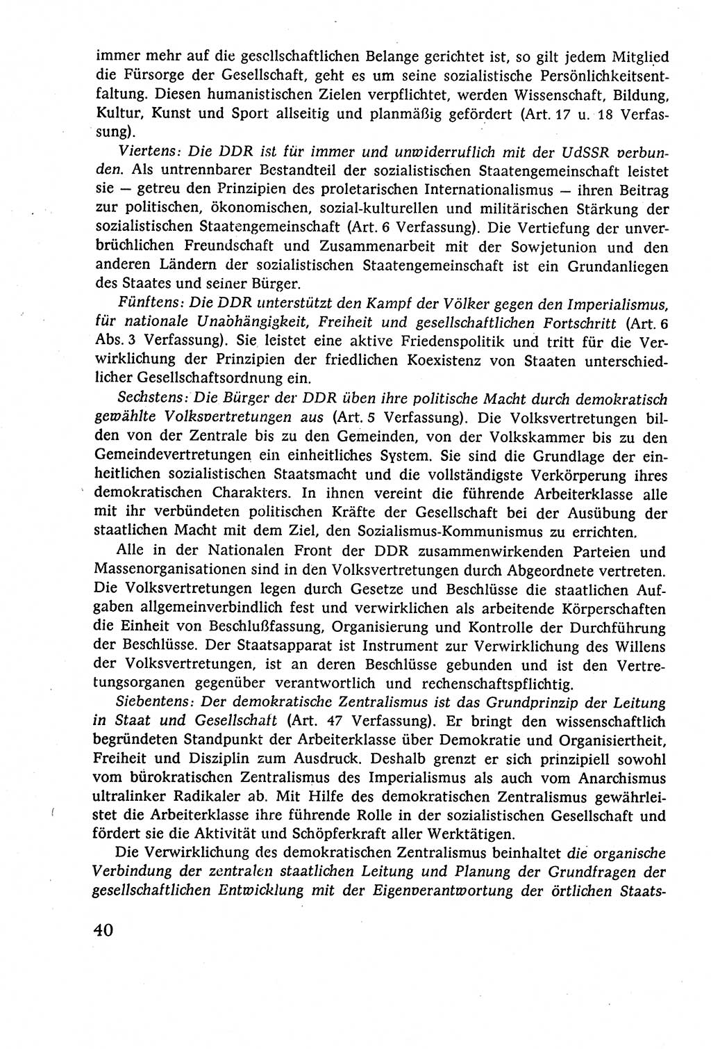 Staatsrecht der DDR (Deutsche Demokratische Republik), Lehrbuch 1977, Seite 40 (St.-R. DDR Lb. 1977, S. 40)