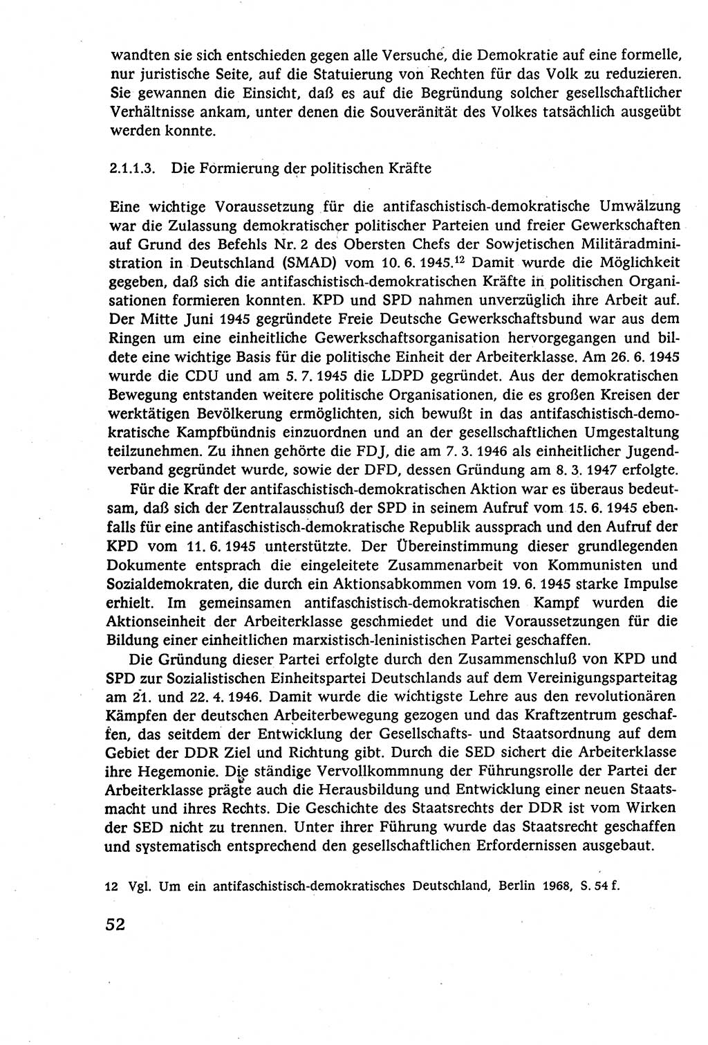 Staatsrecht der DDR (Deutsche Demokratische Republik), Lehrbuch 1977, Seite 52 (St.-R. DDR Lb. 1977, S. 52)