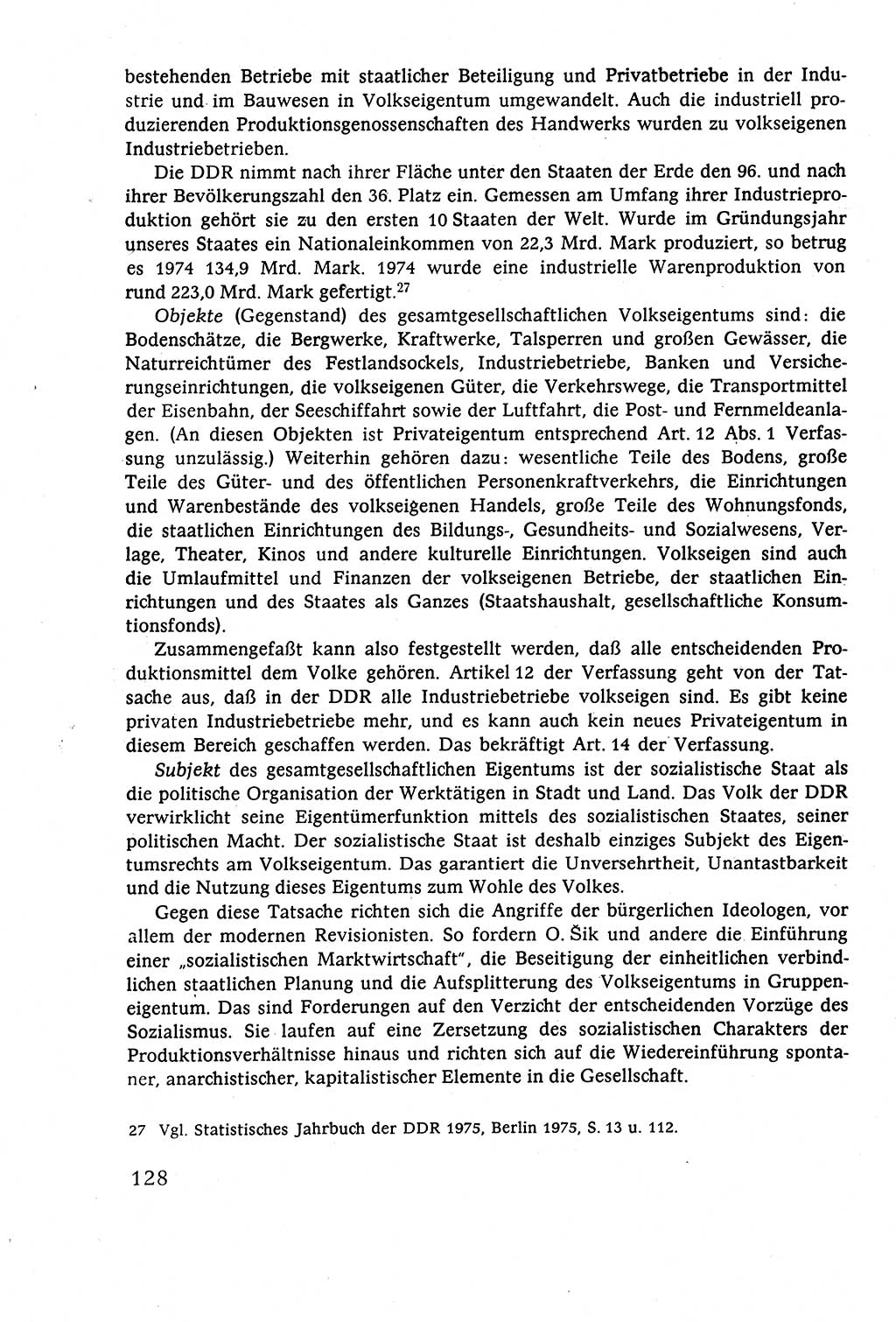 Staatsrecht der DDR (Deutsche Demokratische Republik), Lehrbuch 1977, Seite 128 (St.-R. DDR Lb. 1977, S. 128)