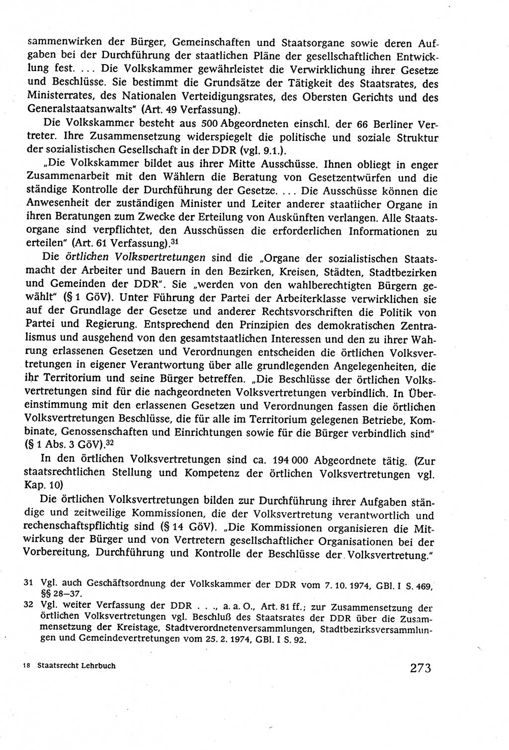 Staatsrecht der DDR (Deutsche Demokratische Republik), Lehrbuch 1977, Seite 273 (St.-R. DDR Lb. 1977, S. 273)