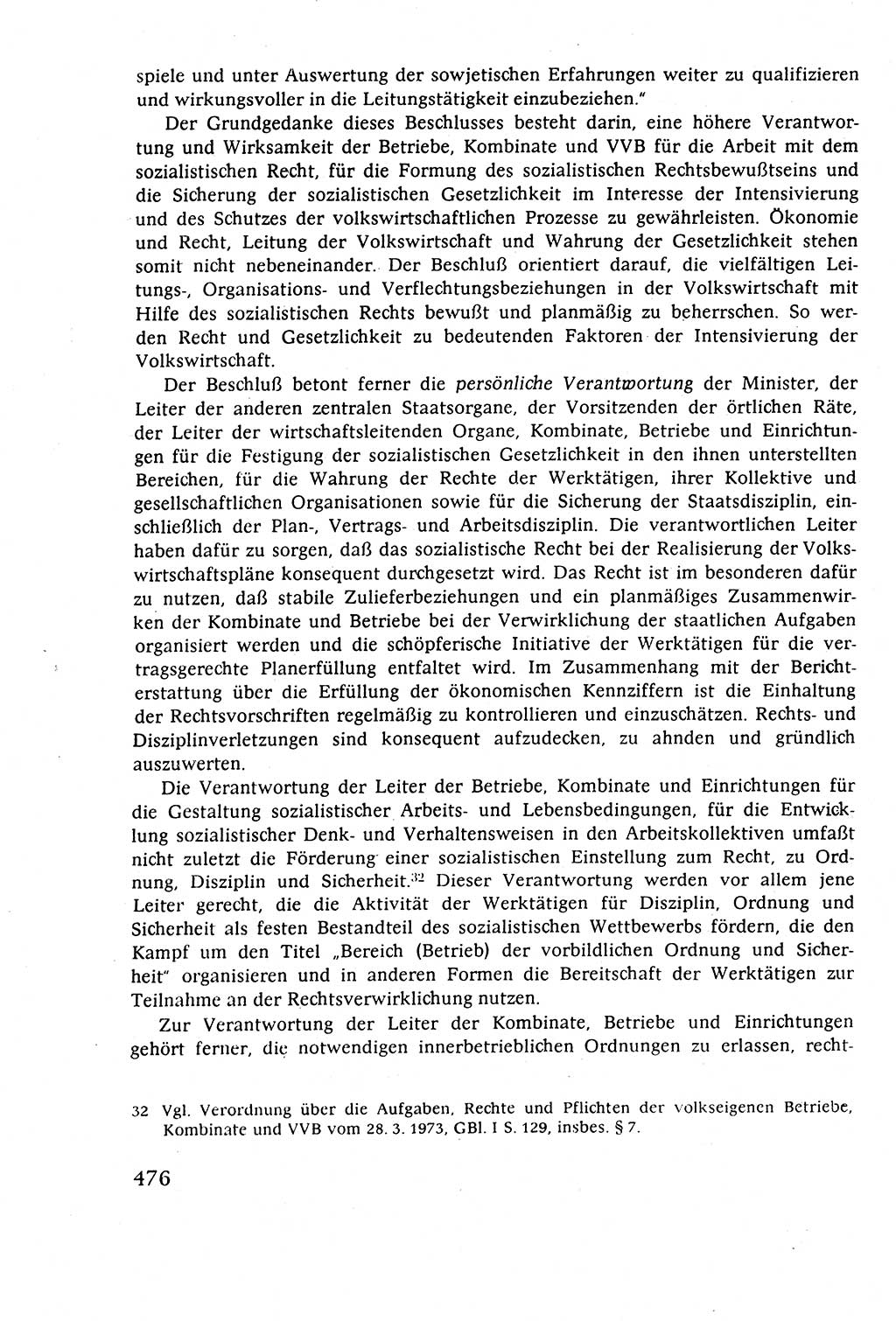 Staatsrecht der DDR (Deutsche Demokratische Republik), Lehrbuch 1977, Seite 476 (St.-R. DDR Lb. 1977, S. 476)