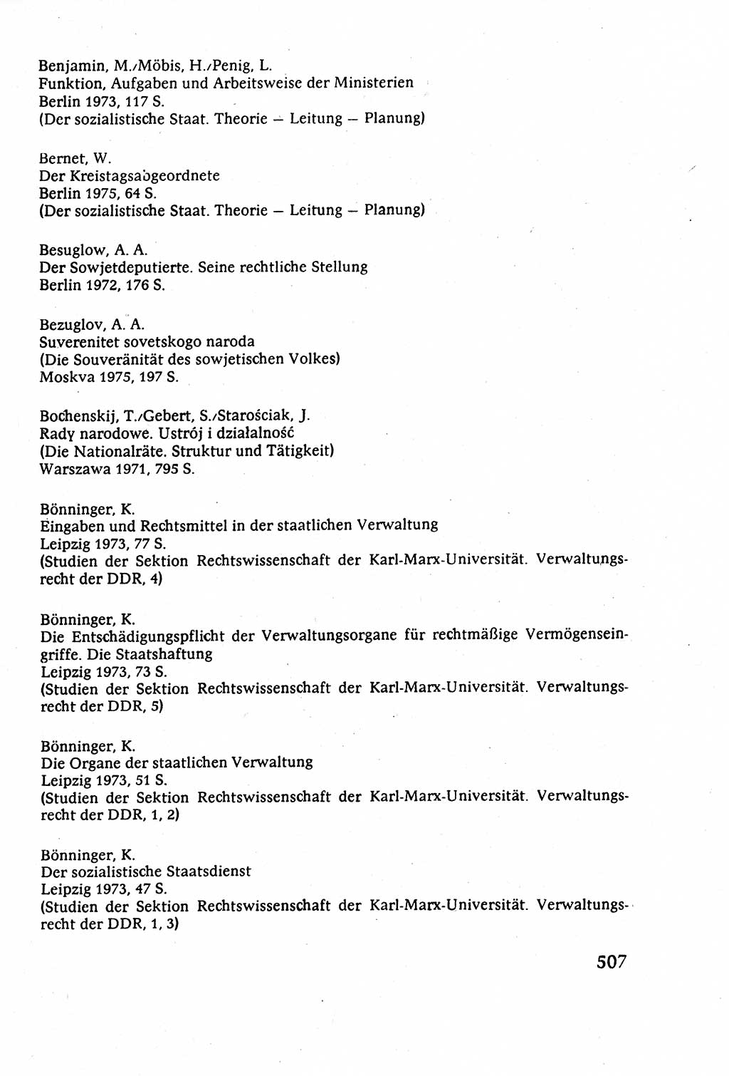 Staatsrecht der DDR (Deutsche Demokratische Republik), Lehrbuch 1977, Seite 507 (St.-R. DDR Lb. 1977, S. 507)