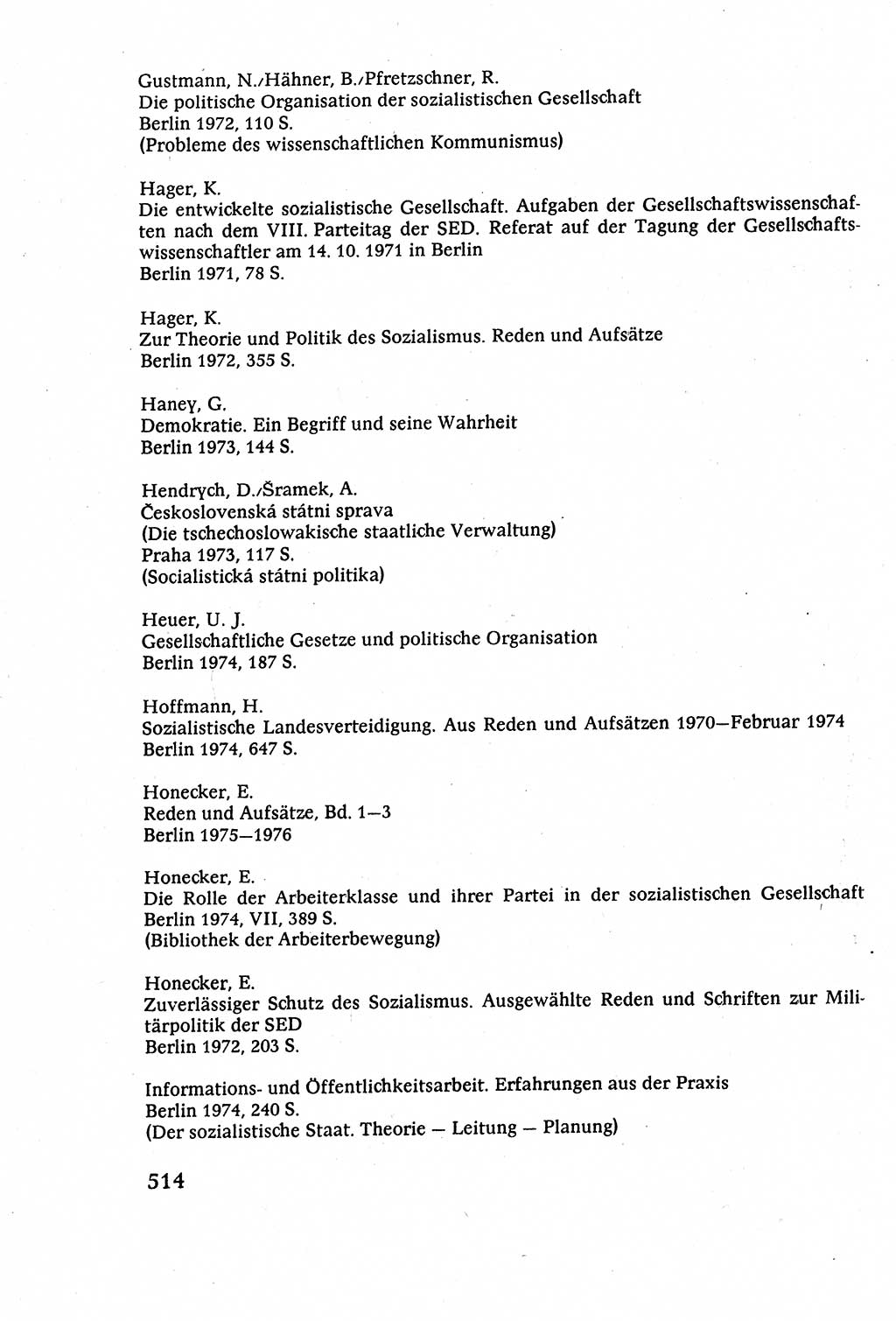 Staatsrecht der DDR (Deutsche Demokratische Republik), Lehrbuch 1977, Seite 514 (St.-R. DDR Lb. 1977, S. 514)