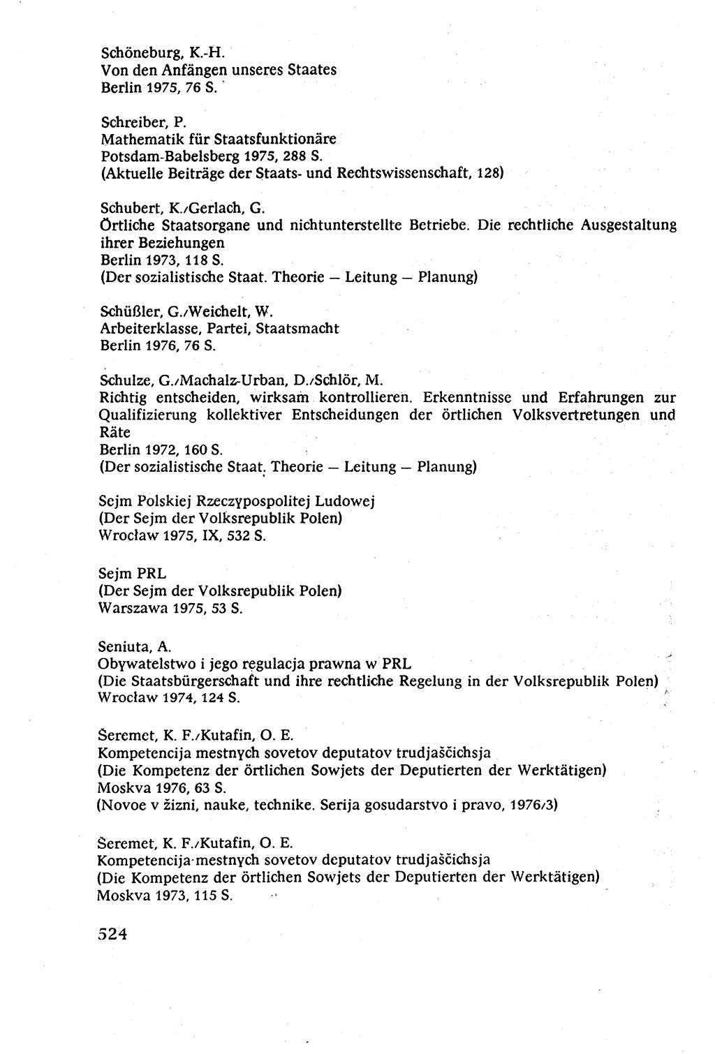 Staatsrecht der DDR (Deutsche Demokratische Republik), Lehrbuch 1977, Seite 524 (St.-R. DDR Lb. 1977, S. 524)