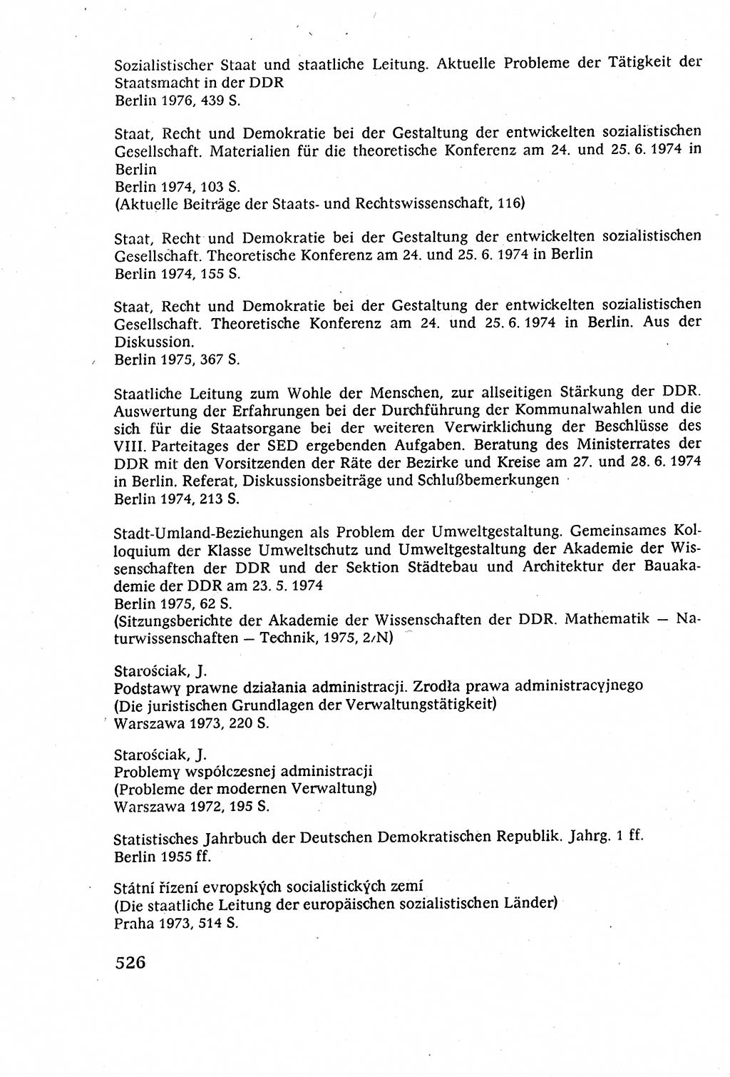 Staatsrecht der DDR (Deutsche Demokratische Republik), Lehrbuch 1977, Seite 526 (St.-R. DDR Lb. 1977, S. 526)