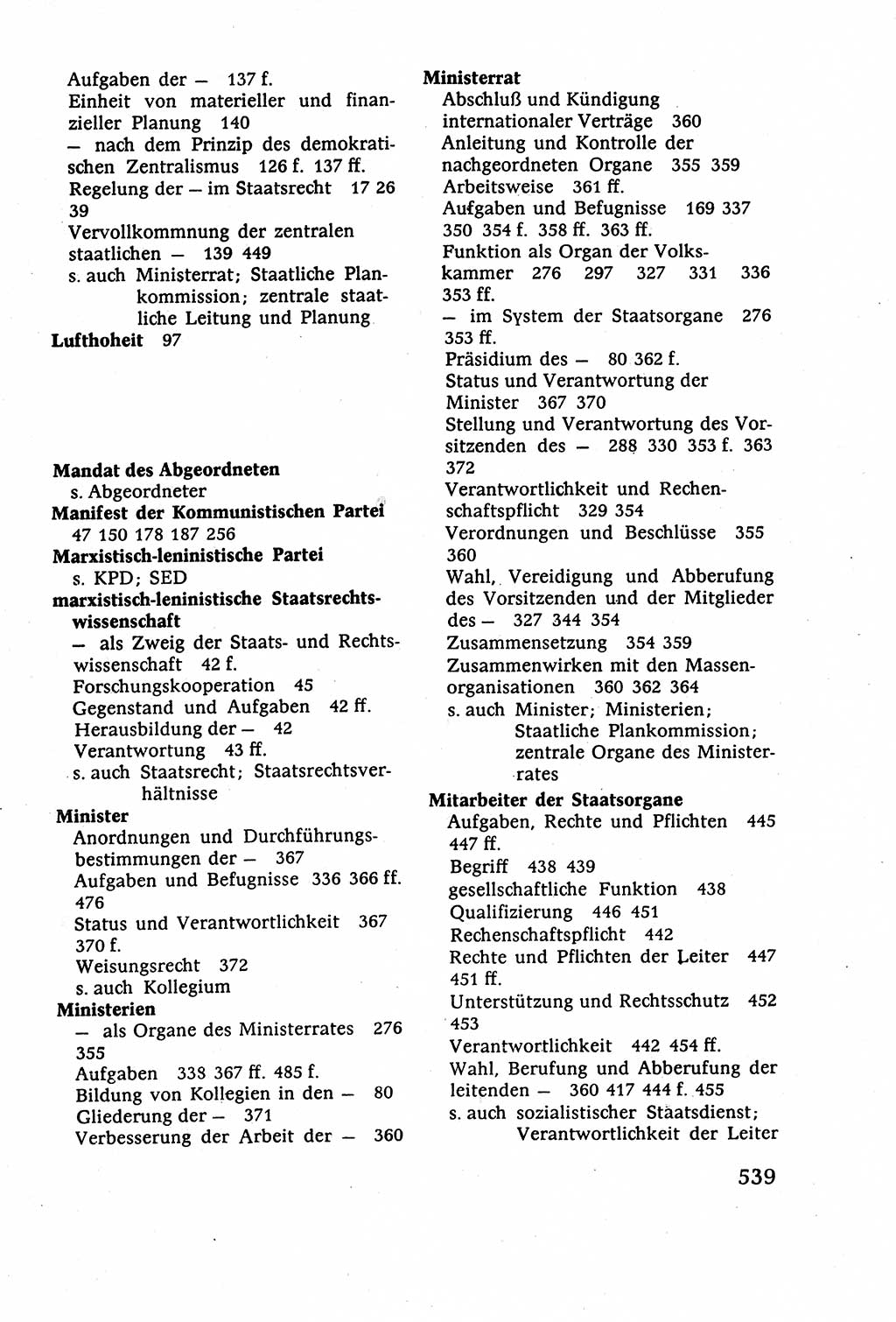 Staatsrecht der DDR (Deutsche Demokratische Republik), Lehrbuch 1977, Seite 539 (St.-R. DDR Lb. 1977, S. 539)