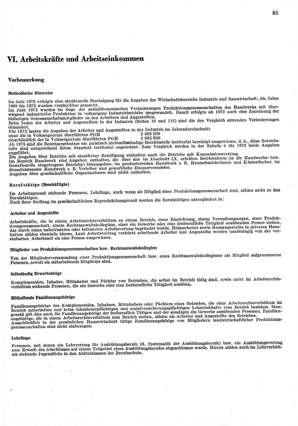 Statistisches Jahrbuch der Deutschen Demokratischen Republik (DDR) 1977, Seite 85 (Stat. Jb. DDR 1977, S. 85)