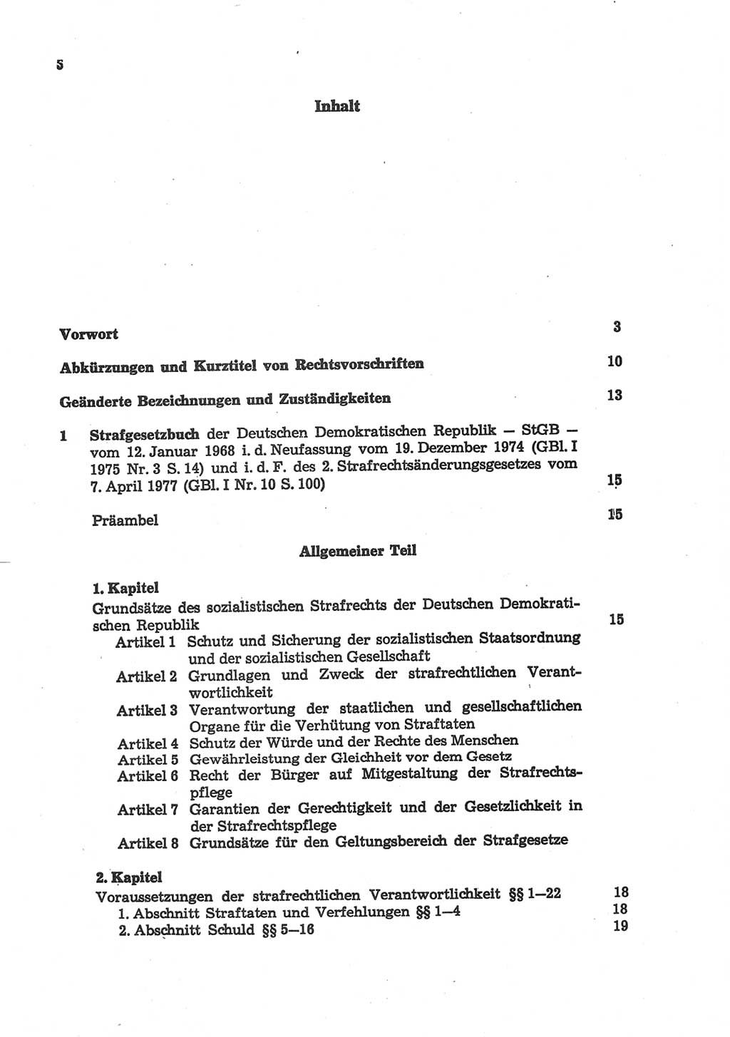 Strafgesetzbuch (StGB) der Deutschen Demokratischen Republik (DDR) und angrenzende Gesetze und Bestimmungen 1977, Seite 5 (StGB DDR Ges. Best. 1977, S. 5)