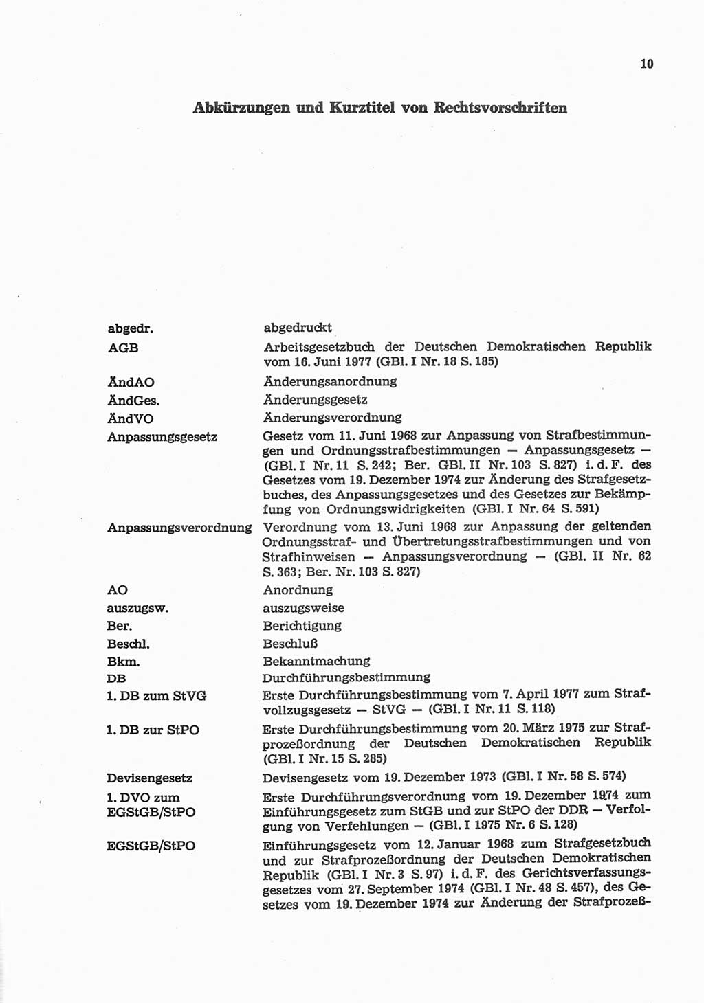 Strafgesetzbuch (StGB) der Deutschen Demokratischen Republik (DDR) und angrenzende Gesetze und Bestimmungen 1977, Seite 10 (StGB DDR Ges. Best. 1977, S. 10)