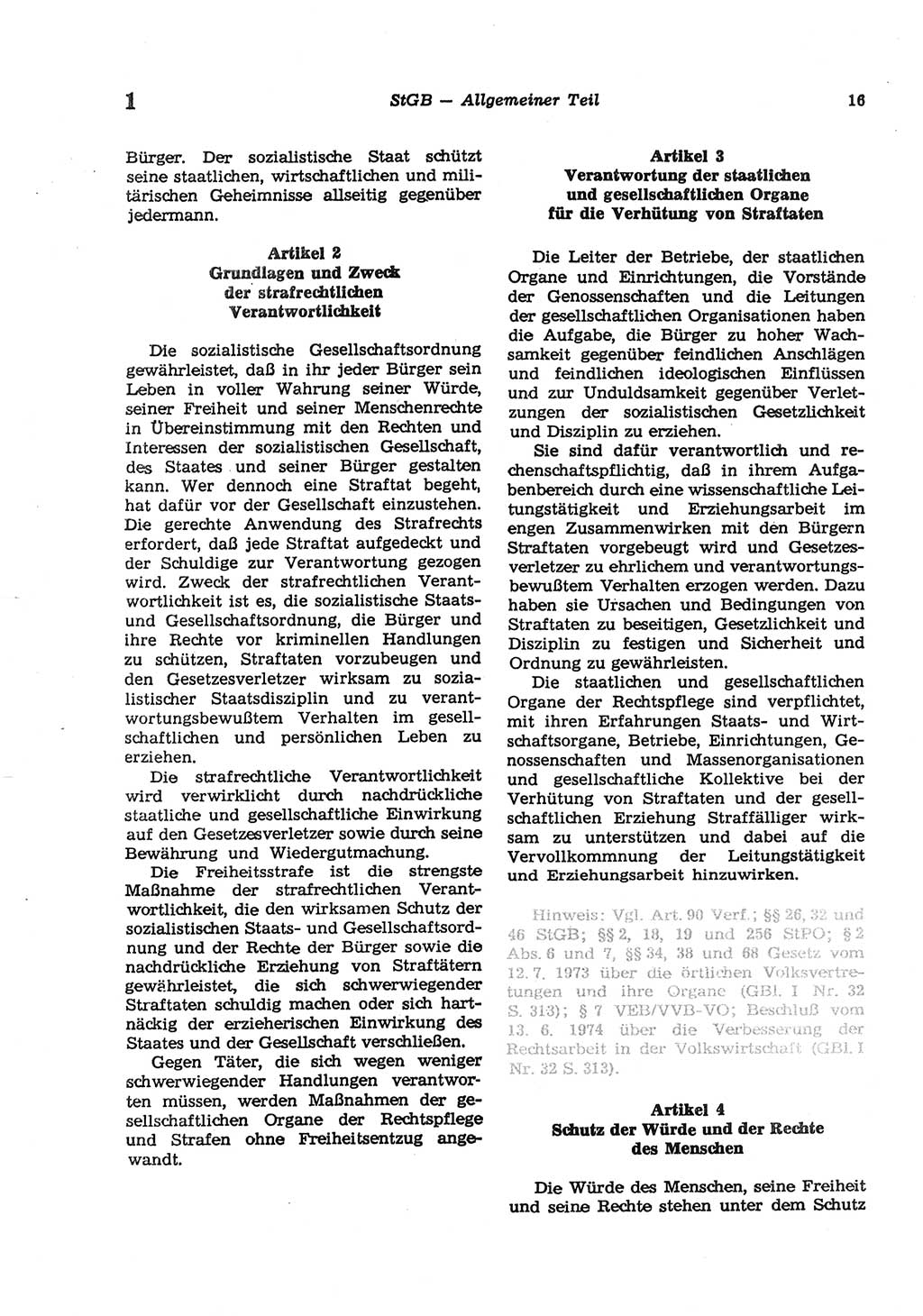Strafgesetzbuch (StGB) der Deutschen Demokratischen Republik (DDR) und angrenzende Gesetze und Bestimmungen 1977, Seite 16 (StGB DDR Ges. Best. 1977, S. 16)