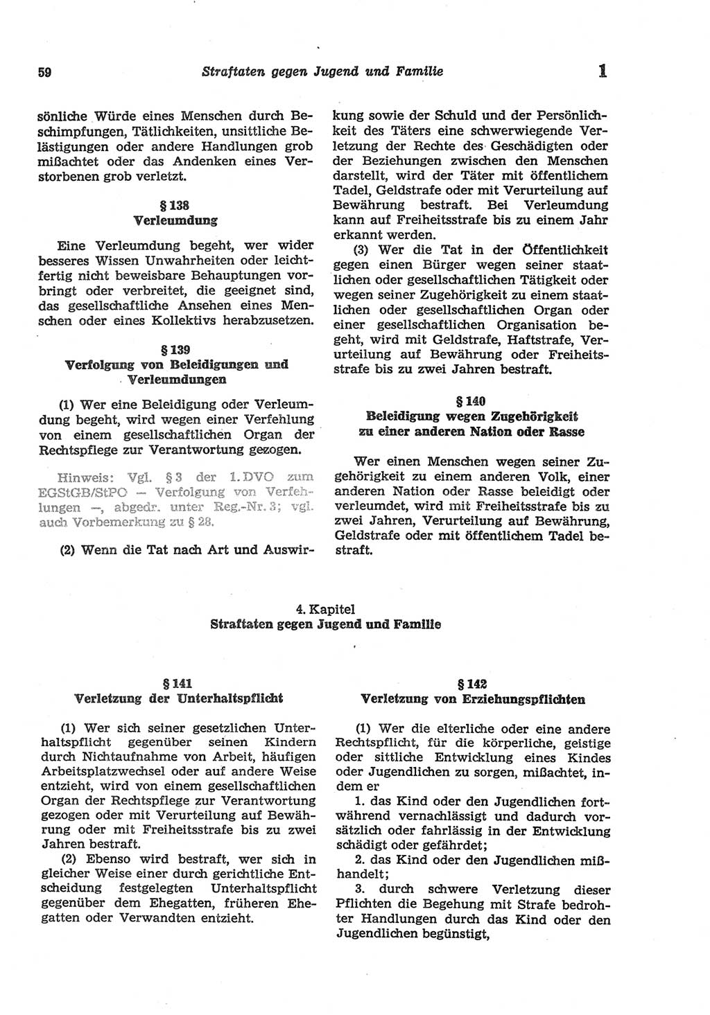 Strafgesetzbuch (StGB) der Deutschen Demokratischen Republik (DDR) und angrenzende Gesetze und Bestimmungen 1977, Seite 59 (StGB DDR Ges. Best. 1977, S. 59)