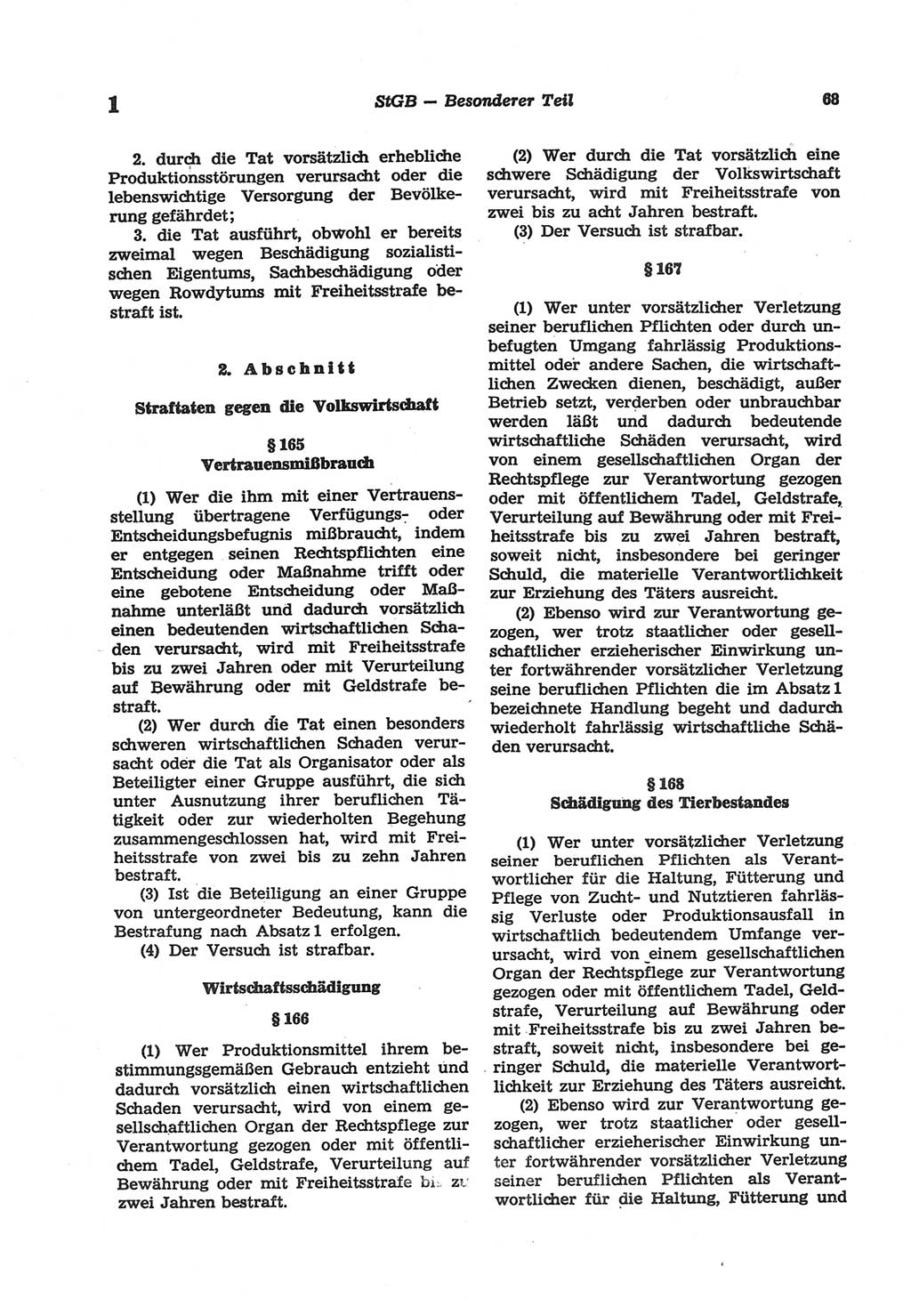 Strafgesetzbuch (StGB) der Deutschen Demokratischen Republik (DDR) und angrenzende Gesetze und Bestimmungen 1977, Seite 68 (StGB DDR Ges. Best. 1977, S. 68)