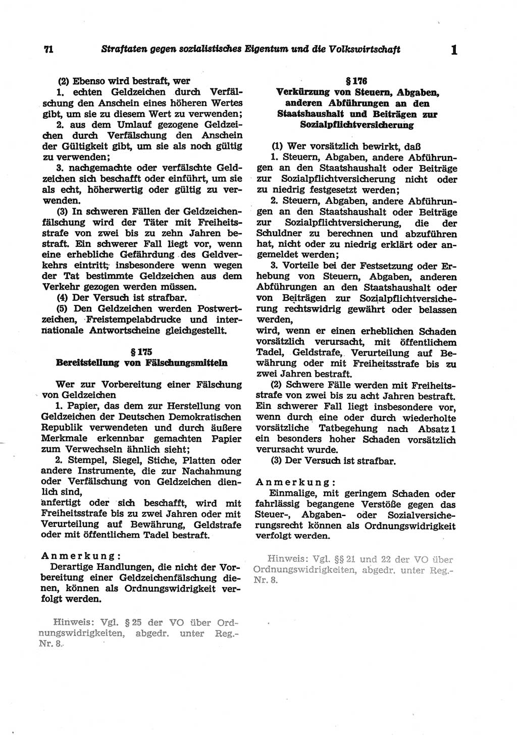 Strafgesetzbuch (StGB) der Deutschen Demokratischen Republik (DDR) und angrenzende Gesetze und Bestimmungen 1977, Seite 71 (StGB DDR Ges. Best. 1977, S. 71)