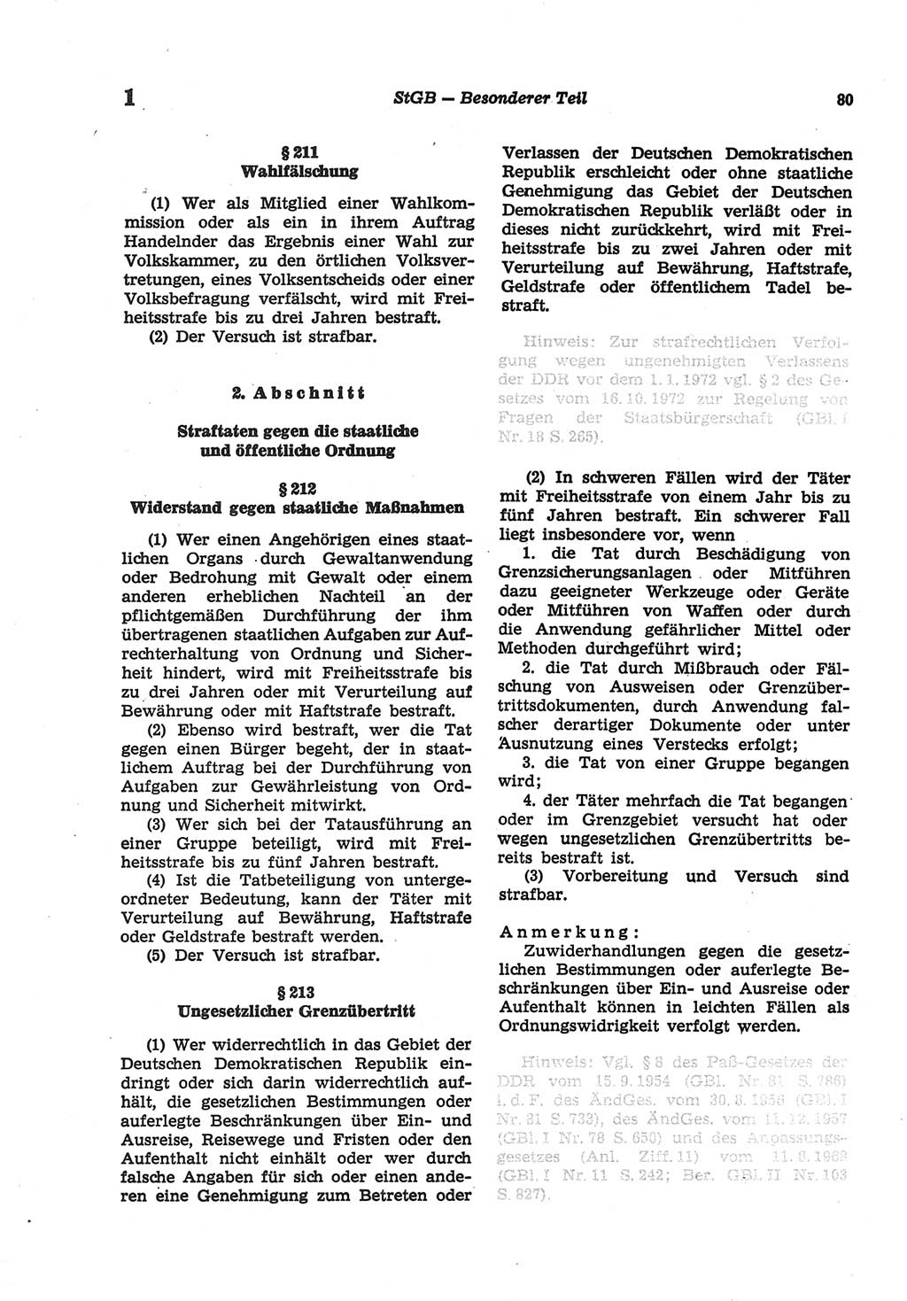 Strafgesetzbuch (StGB) der Deutschen Demokratischen Republik (DDR) und angrenzende Gesetze und Bestimmungen 1977, Seite 80 (StGB DDR Ges. Best. 1977, S. 80)