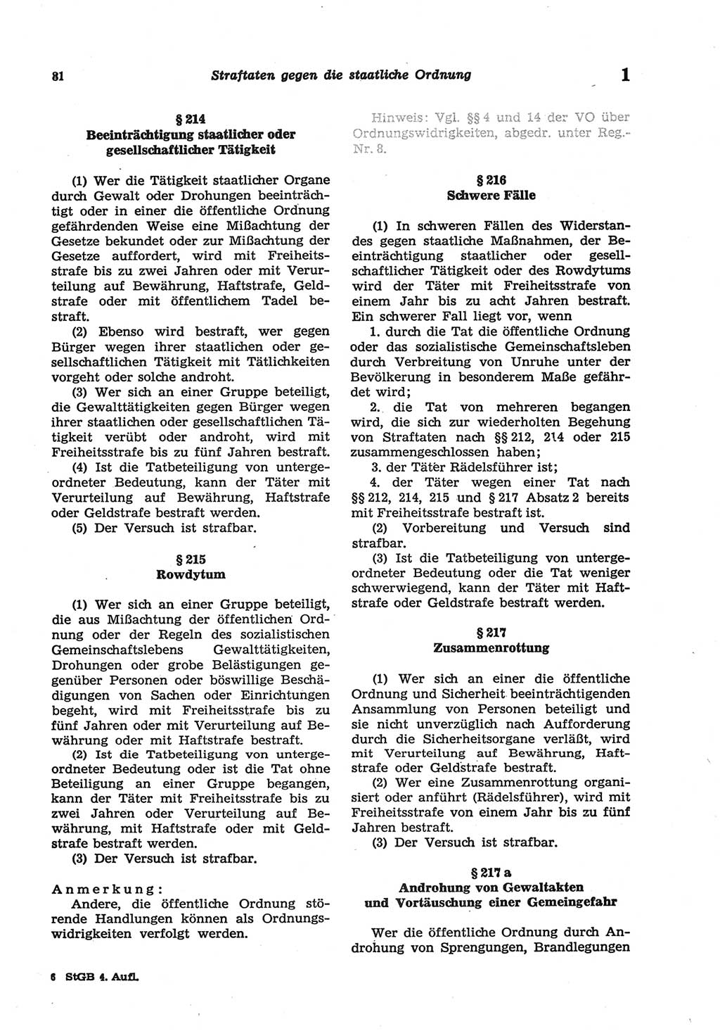 Strafgesetzbuch (StGB) der Deutschen Demokratischen Republik (DDR) und angrenzende Gesetze und Bestimmungen 1977, Seite 81 (StGB DDR Ges. Best. 1977, S. 81)